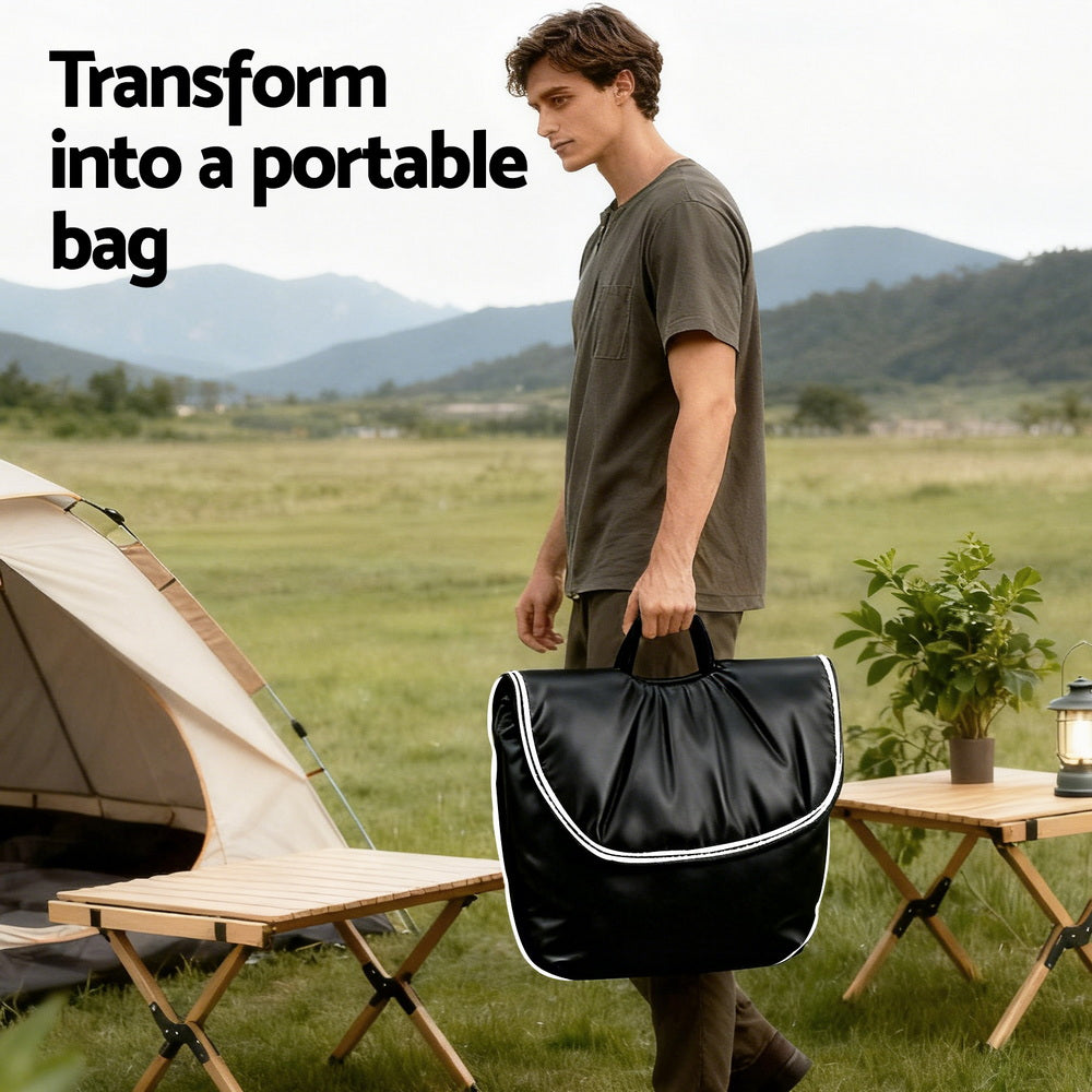 Artiss Foldable Chair 2-In-1 Armchair Lounge Chair Portable Black Artiss