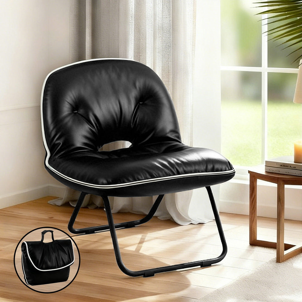 Artiss Foldable Chair 2-In-1 Armchair Lounge Chair Portable Black Artiss