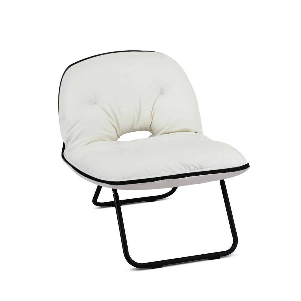Artiss Foldable Chair 2-In-1 Armchair Lounge Chair Portable White Artiss