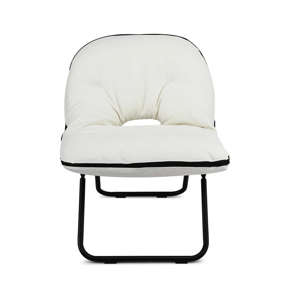 Artiss Foldable Chair 2-In-1 Armchair Lounge Chair Portable White Artiss