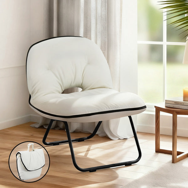 Artiss Foldable Chair 2-In-1 Armchair Lounge Chair Portable White Artiss