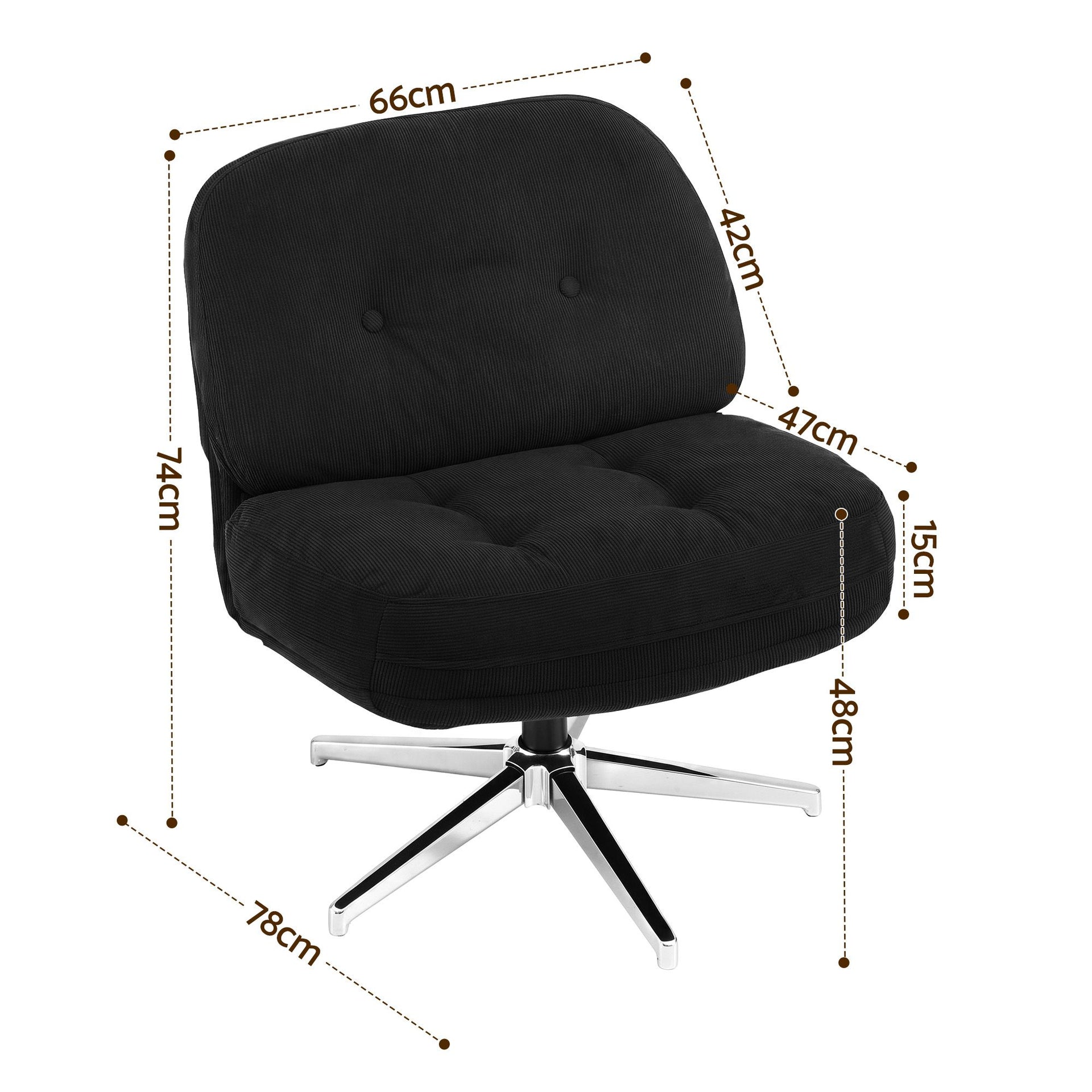 Artiss Swivel Chair Nursing Armchair Lounge Corduroy Steel Star Base Black Artiss