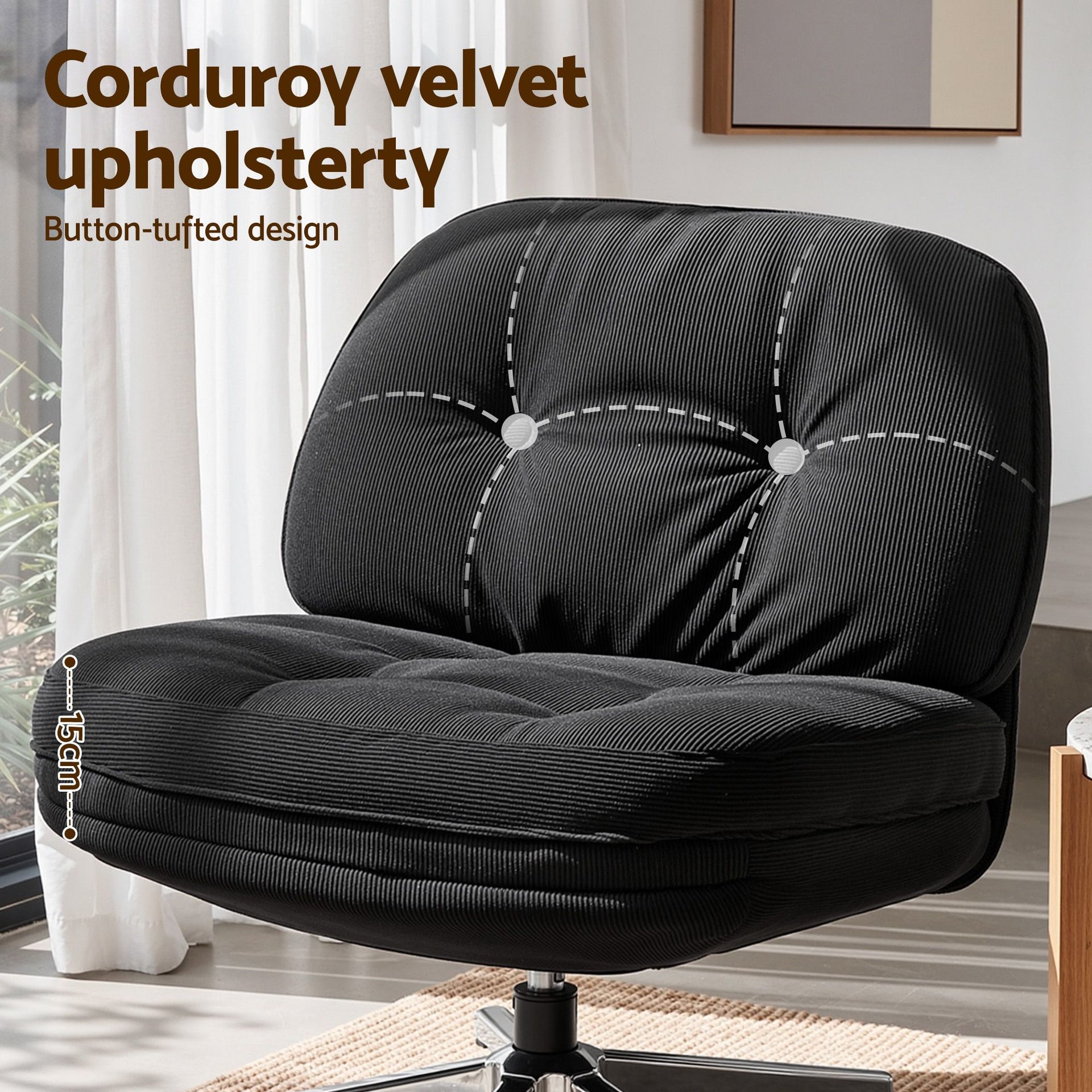 Artiss Swivel Chair Nursing Armchair Lounge Corduroy Steel Star Base Black Artiss