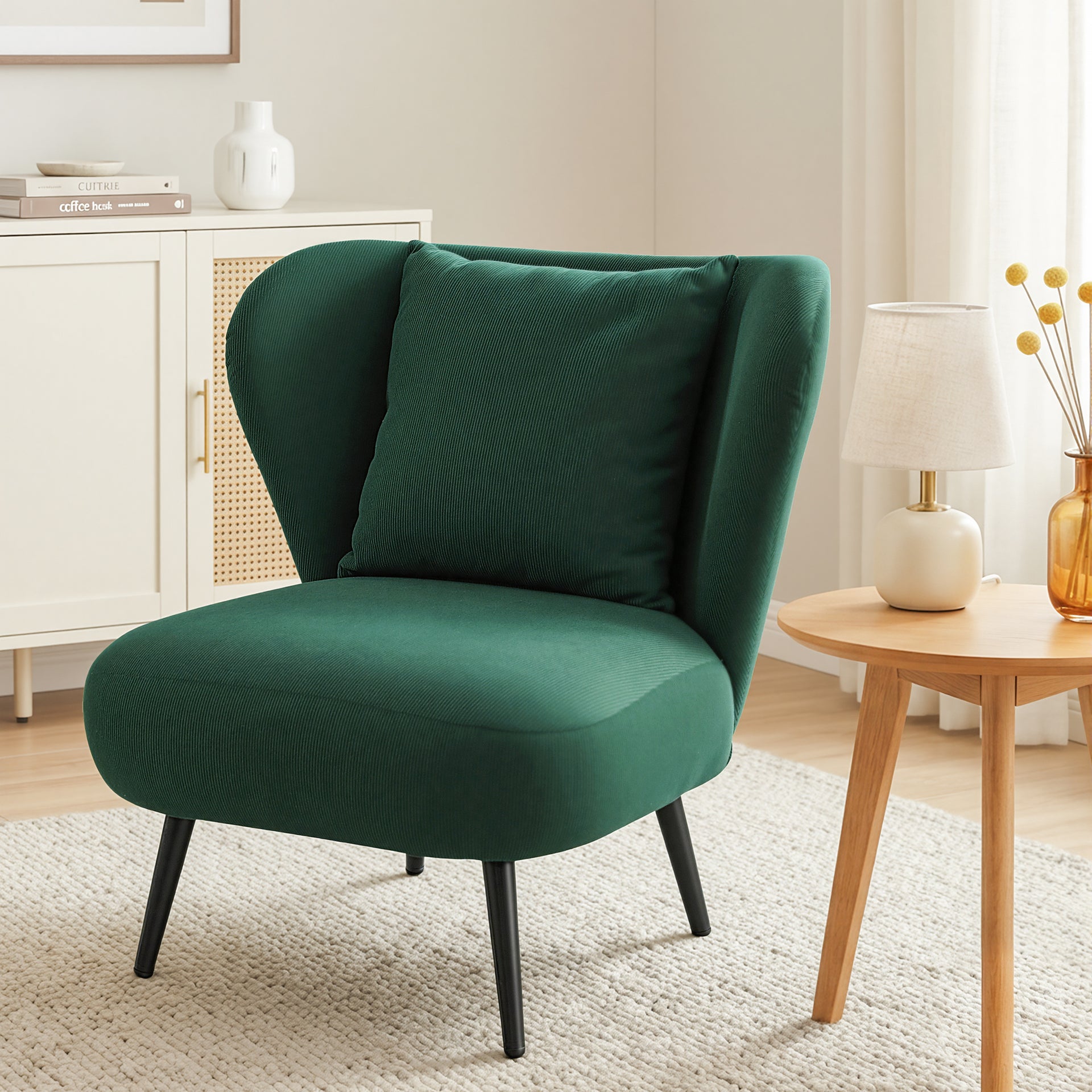 Artiss Armchair Accent Chair Lounge Tub Sofa Couch Corduroy Velvet Green Awezingly