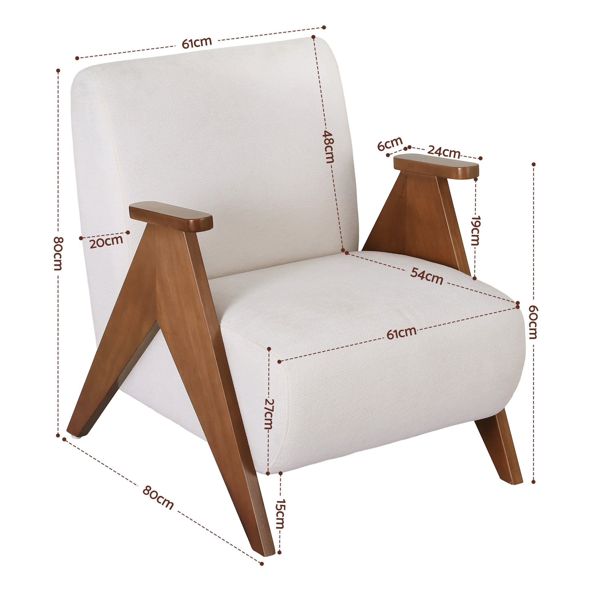 Artiss Armchair Accent Chair Sturdy Upholstered Solid Wood Chenille Fabric White Awezingly