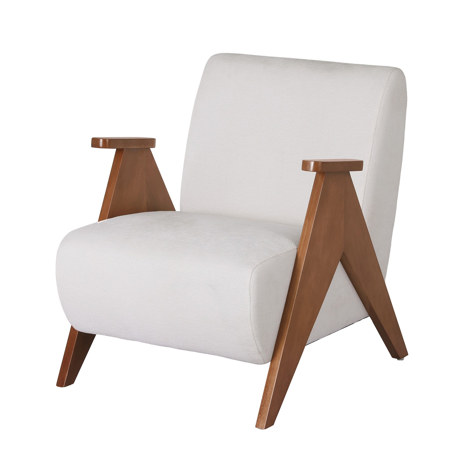 Artiss Armchair Accent Chair Sturdy Upholstered Solid Wood Chenille Fabric White Awezingly