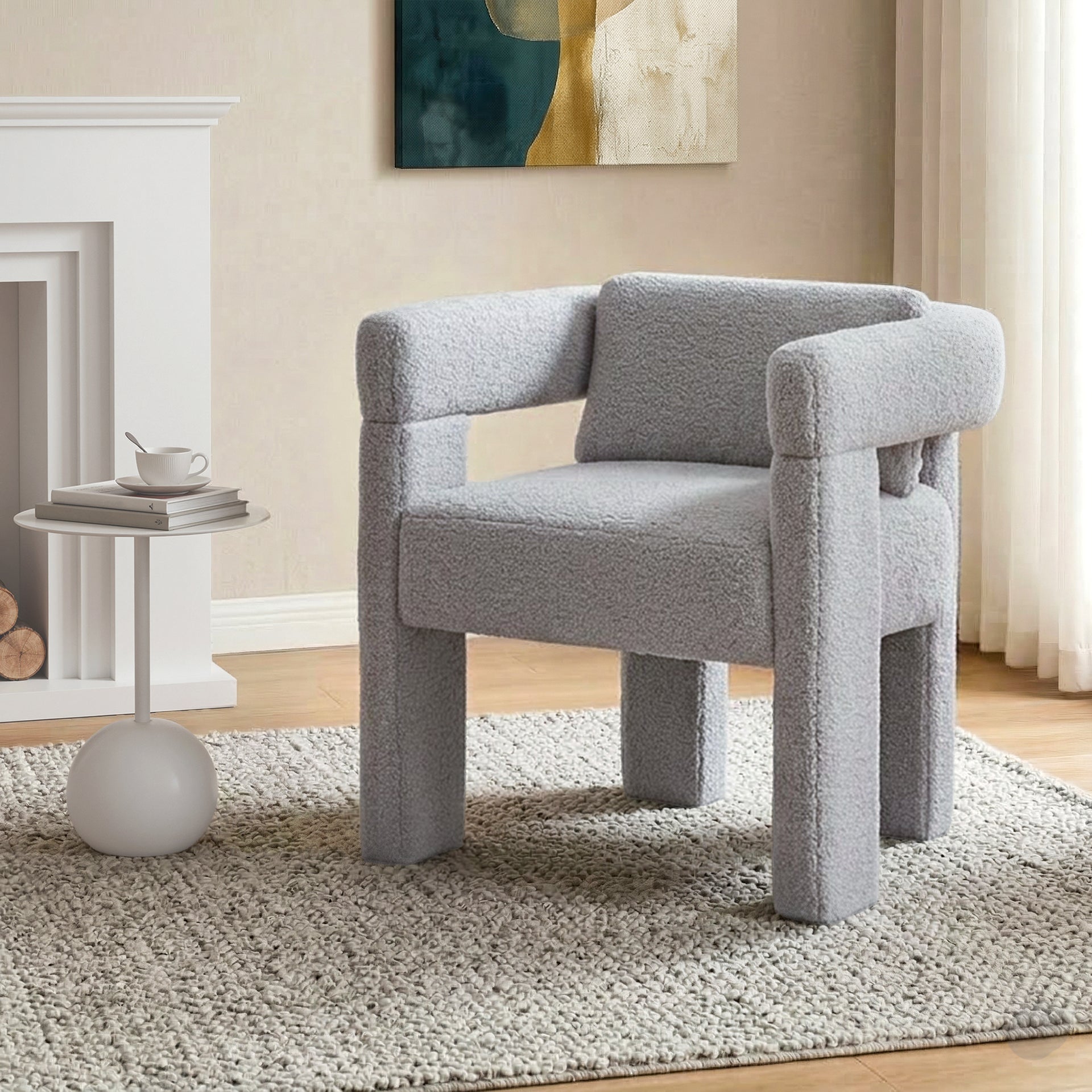 Artiss Armchair Accent Chair Lounge Sofa Couch Boucle Fabric Grey Awezingly