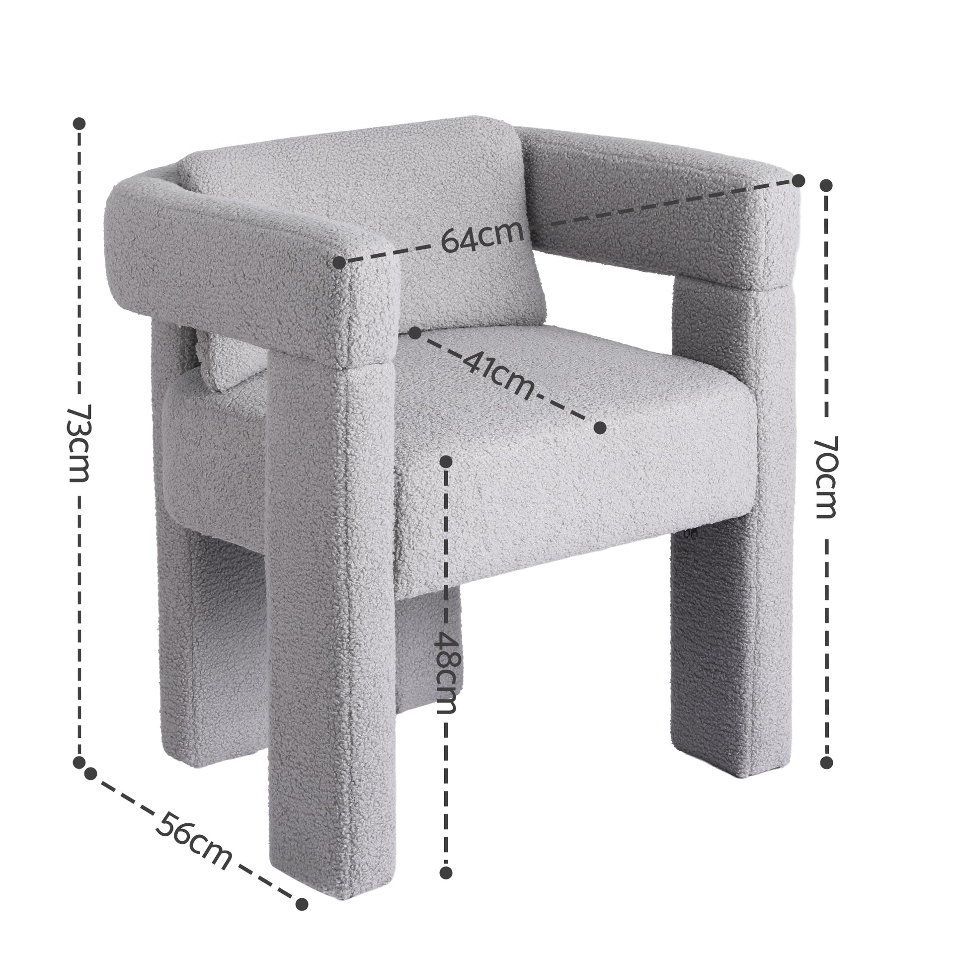 Artiss Armchair Accent Chair Lounge Sofa Couch Boucle Fabric Grey Awezingly