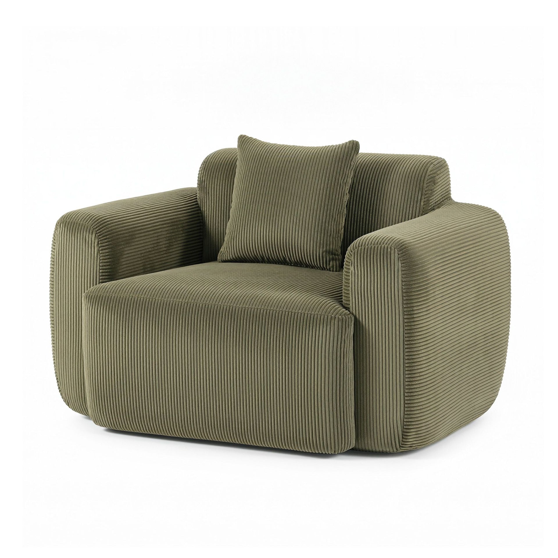 Artiss Compressed Armchair Sofa with Cushion Corduroy No Assembly Green Awezingly