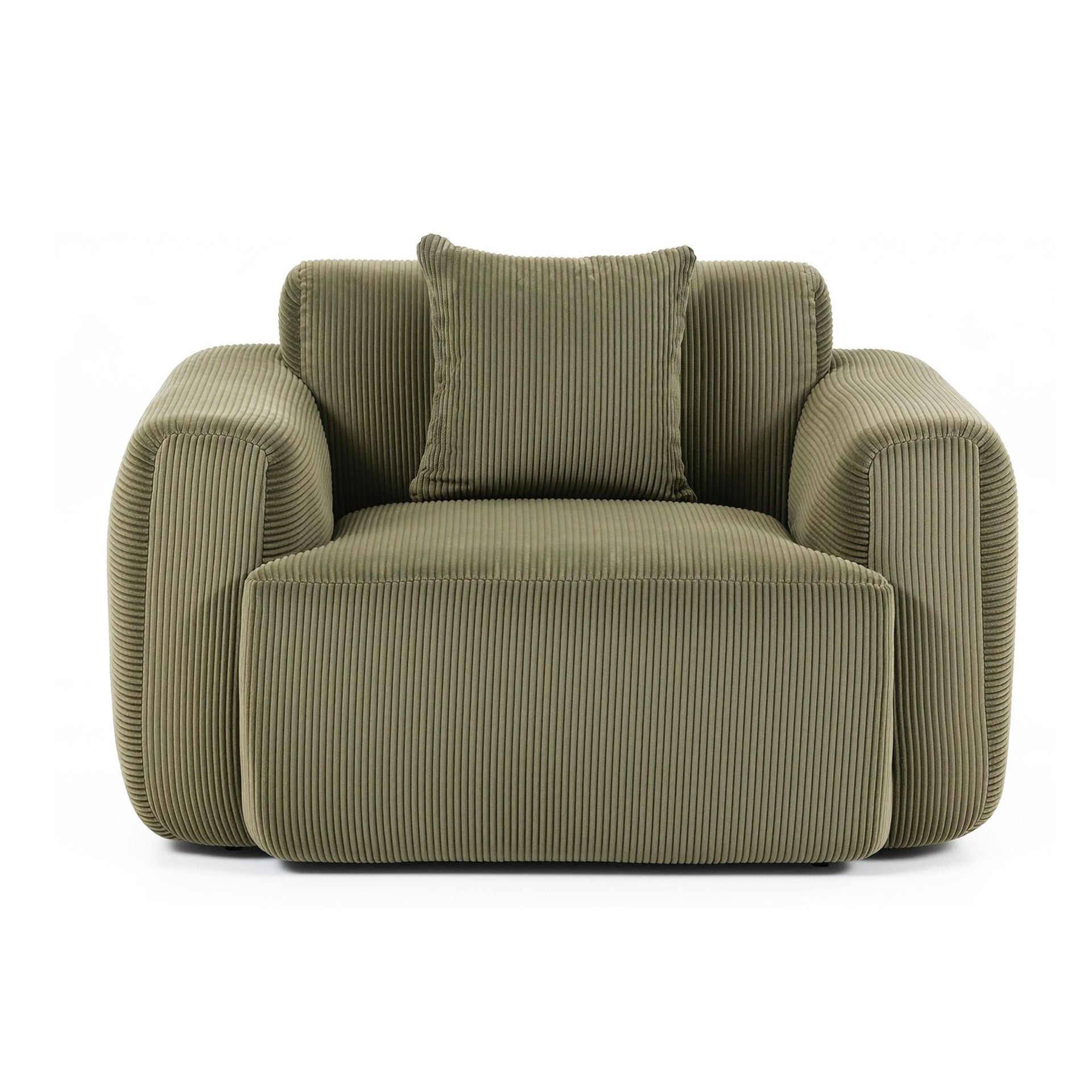 Artiss Compressed Armchair Sofa with Cushion Corduroy No Assembly Green Awezingly