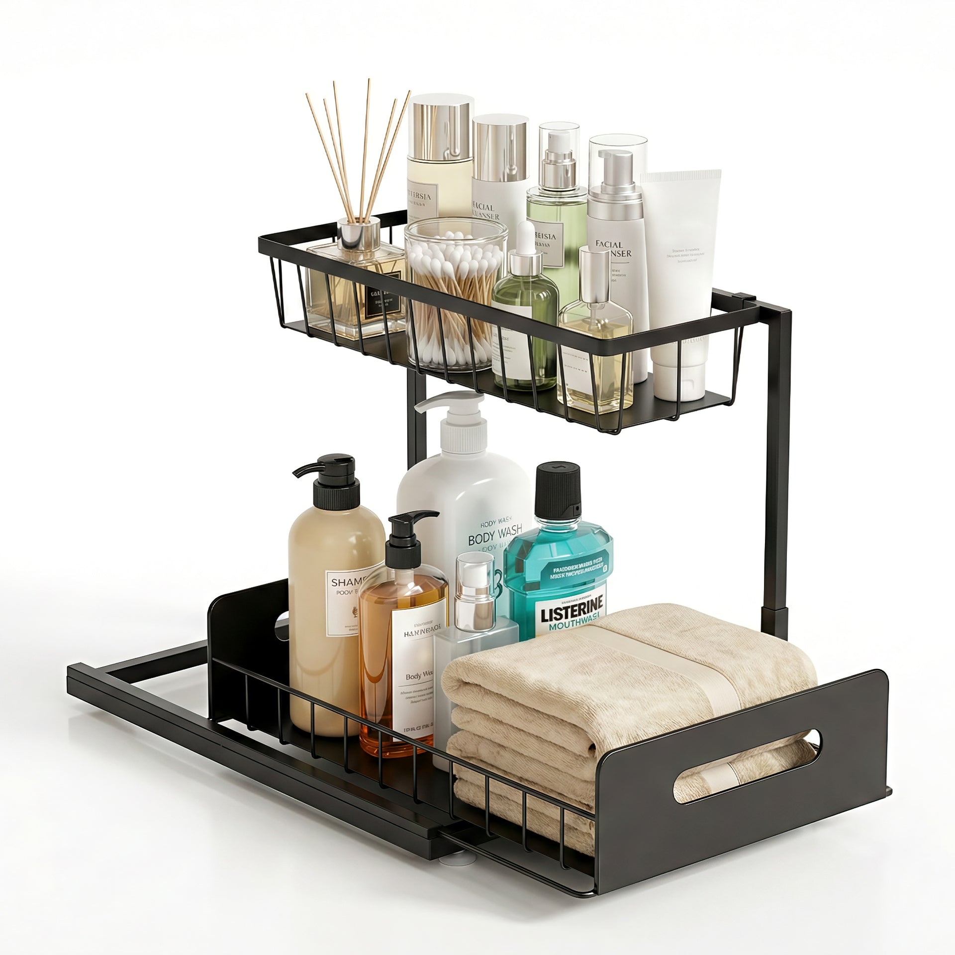 Artiss Under Sink Organizer Storage L Shape 1 Pull Out Drawers Kitchen Cabinet Shelf Awezingly