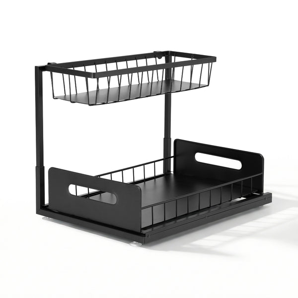 Artiss Under Sink Organizer Storage L Shape 1 Pull Out Drawers Kitchen Cabinet Shelf Awezingly