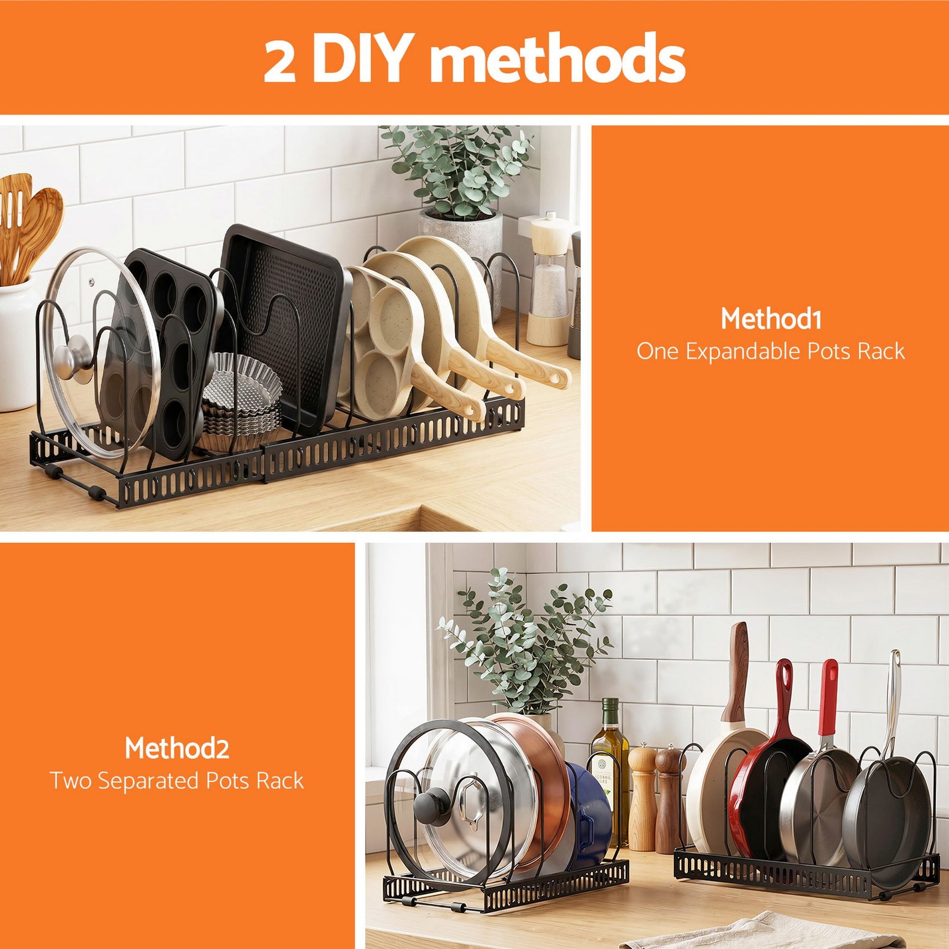 Artiss Expandable Pots and Pans Organizer Rack Cookware Holder Kitchen Cabinet Rack Awezingly