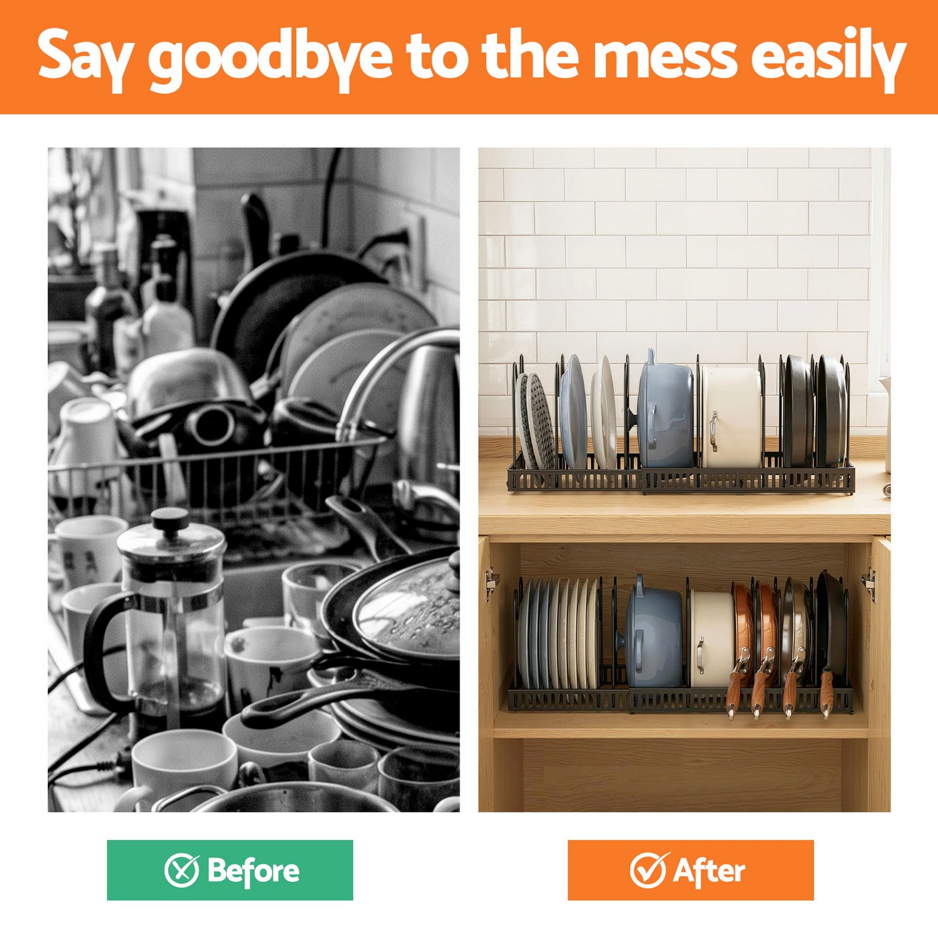 Artiss Expandable Pots and Pans Organizer Rack Cookware Holder Kitchen Cabinet Rack Awezingly