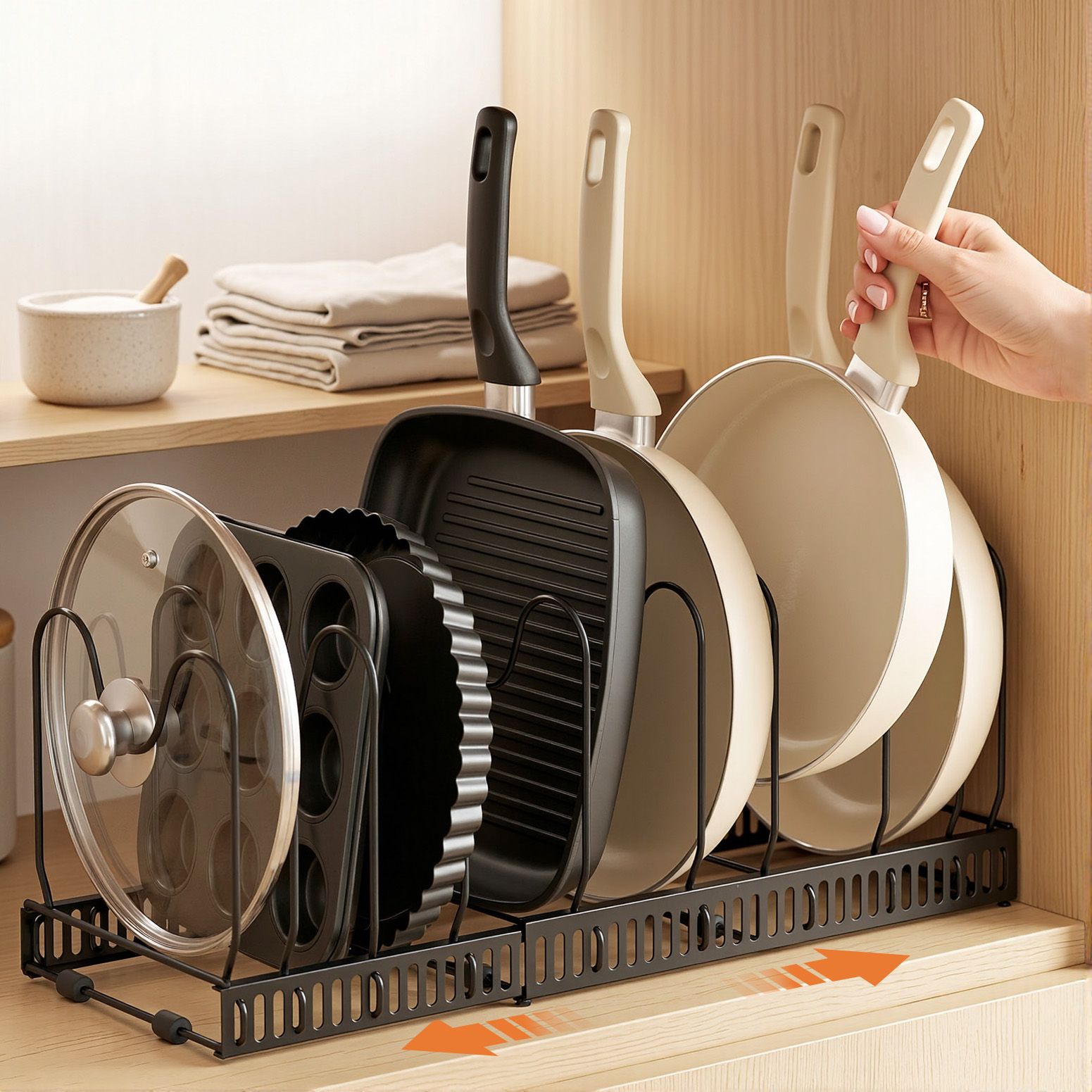 Artiss Expandable Pots and Pans Organizer Rack Cookware Holder Kitchen Cabinet Rack Awezingly