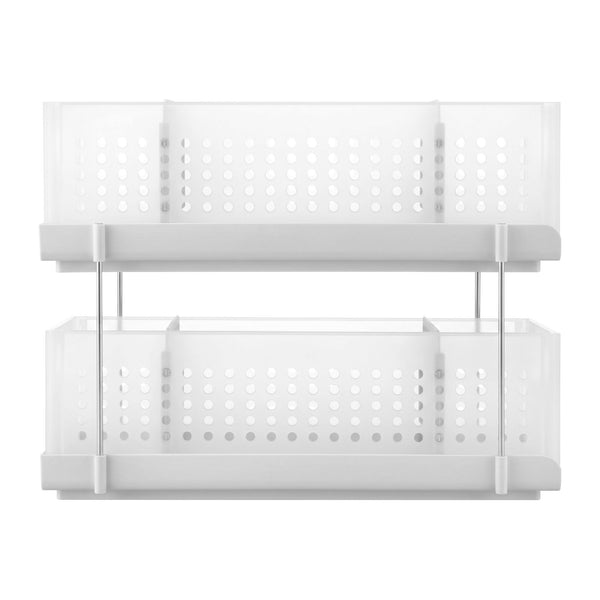 Artiss Under Sink Organizer 2 Tier Pull Out Drawer with Removable Baskets & Divider White Artiss