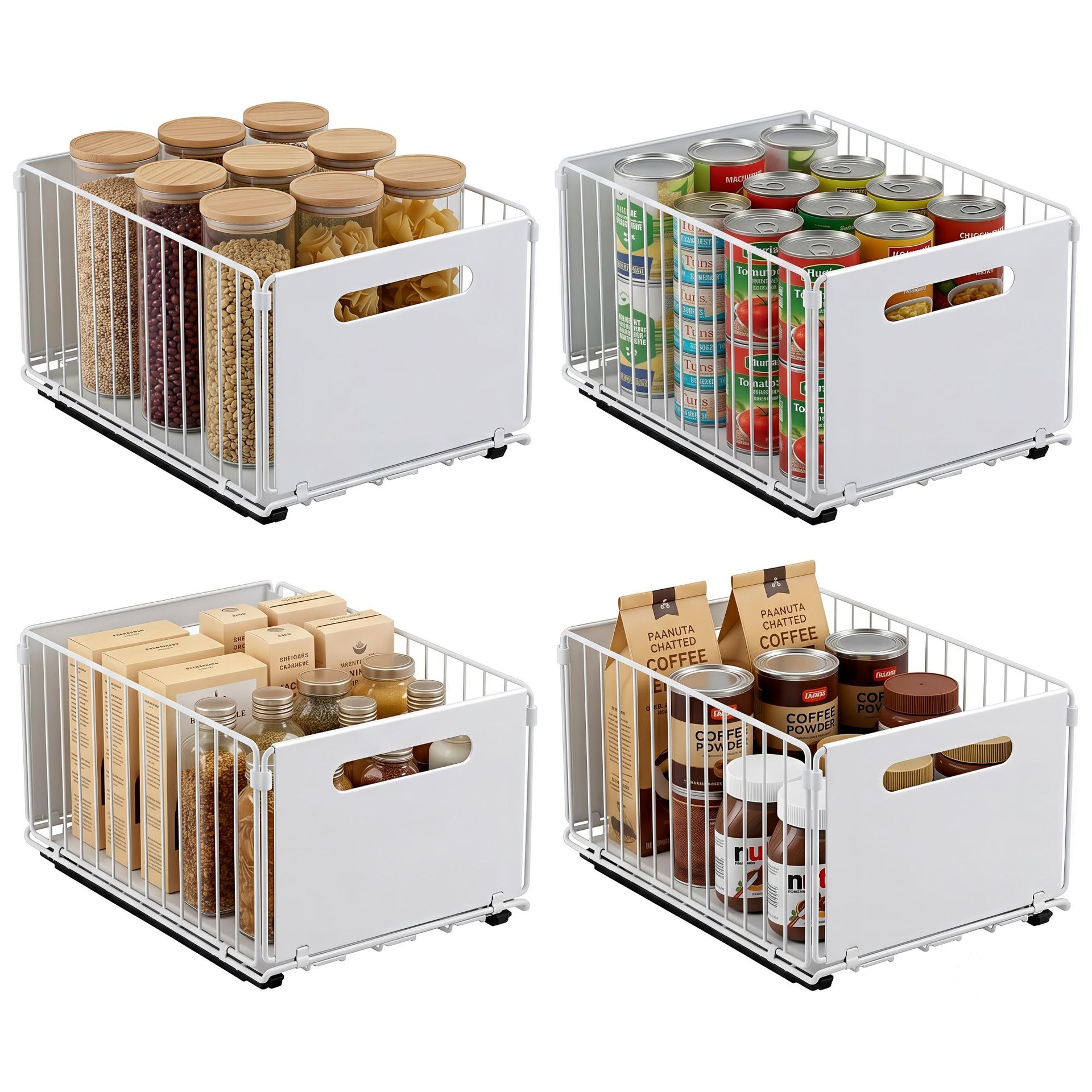 Artiss 4 Pack Pull out Drawers for Cabinets Foldable Slide Out Drawers Artiss