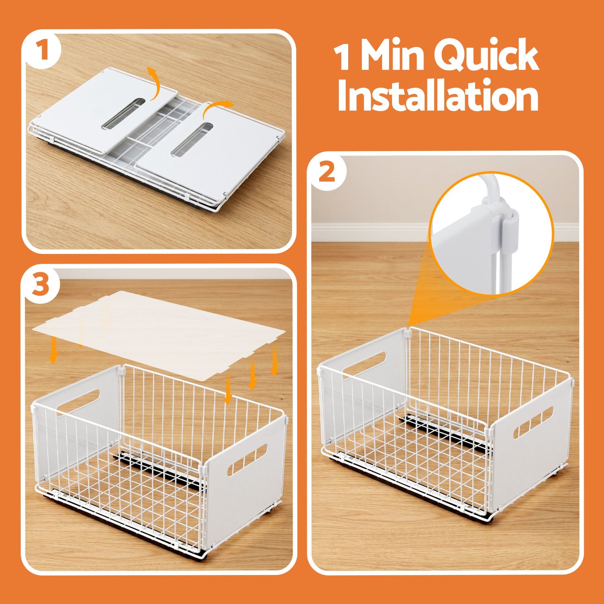 Artiss 4 Pack Pull out Drawers for Cabinets Foldable Slide Out Drawers Artiss
