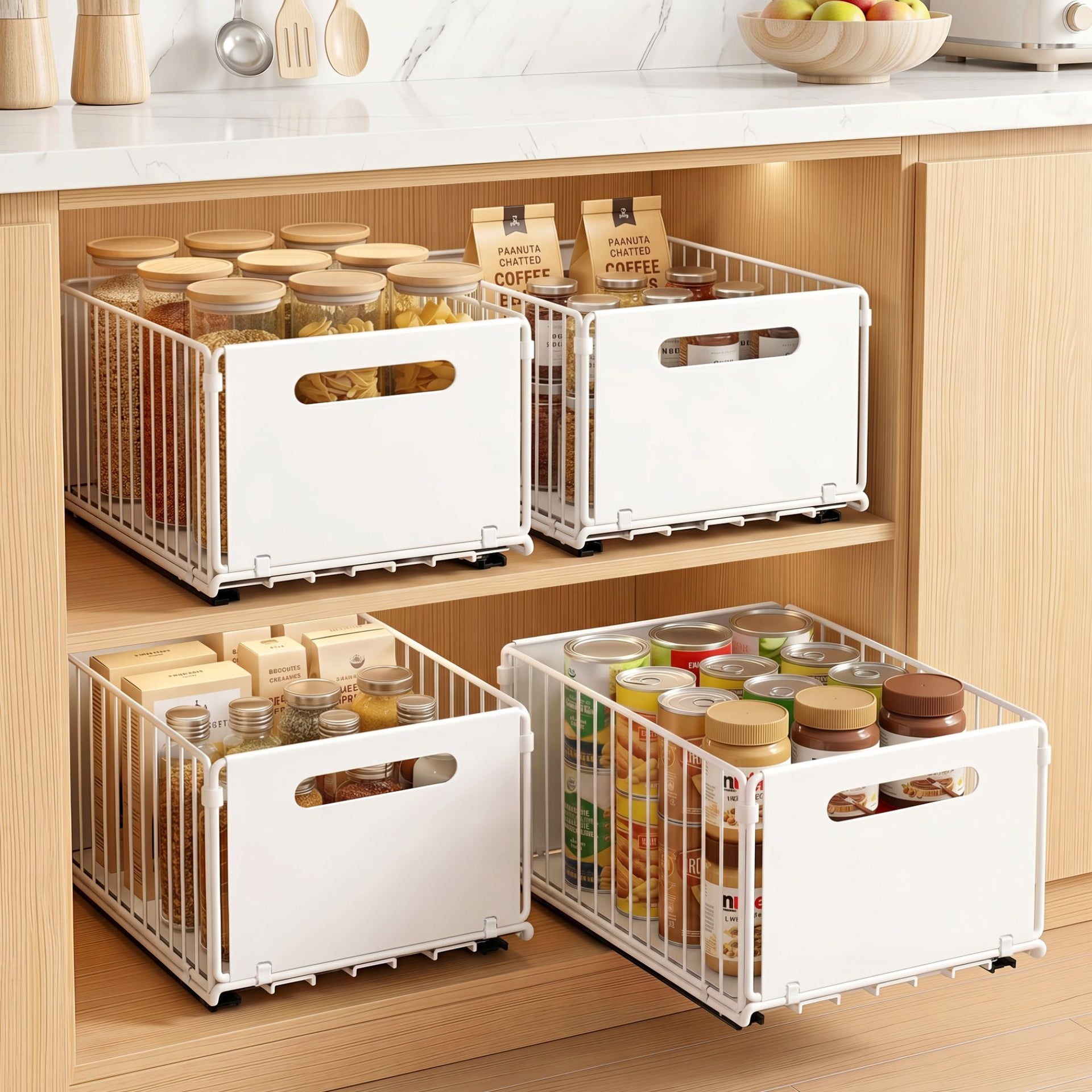 Artiss 4 Pack Pull out Drawers for Cabinets Foldable Slide Out Drawers Artiss