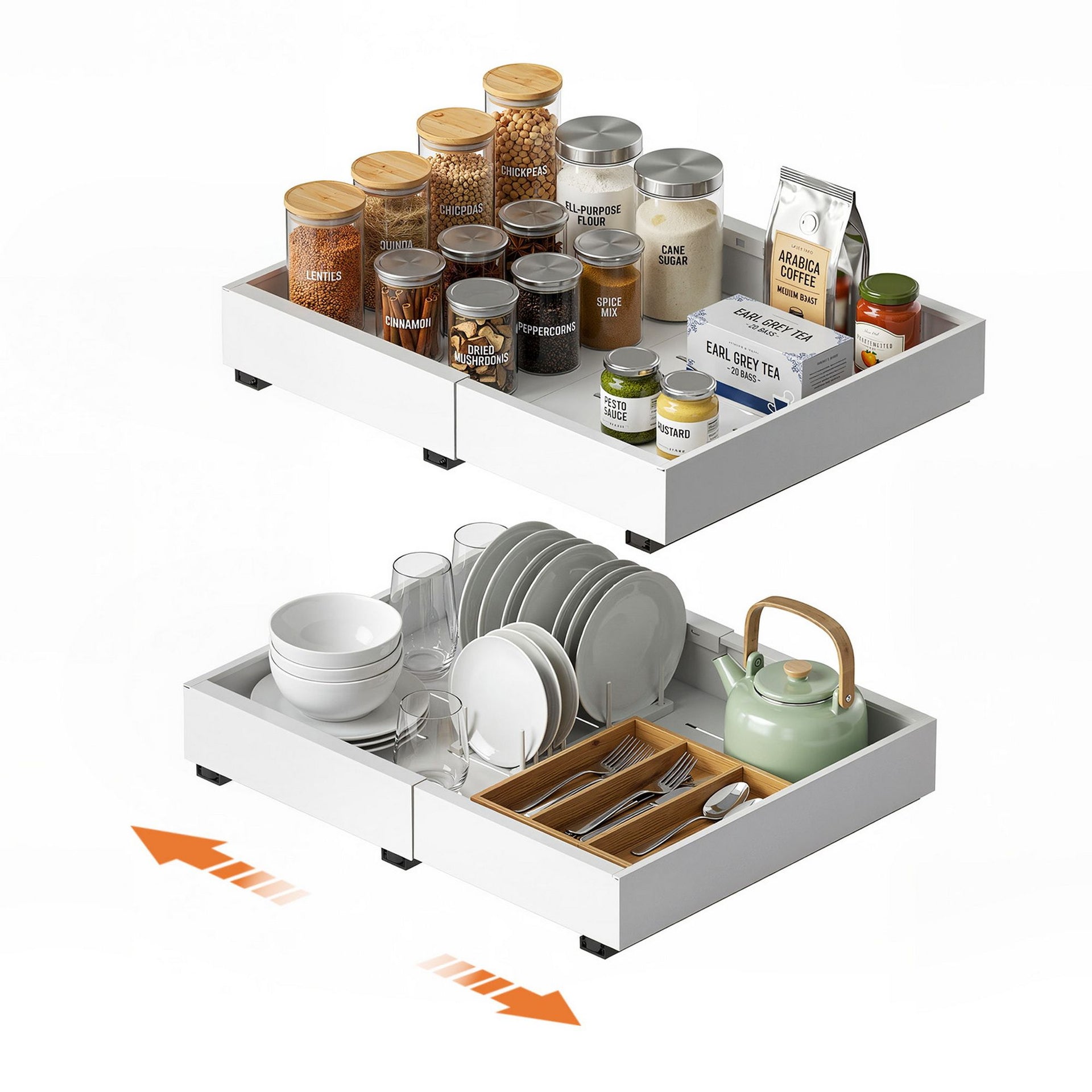 Artiss 2 Pack Pull Out Drawers for Cabinets Expandable Cabinet Organizer White Awezingly