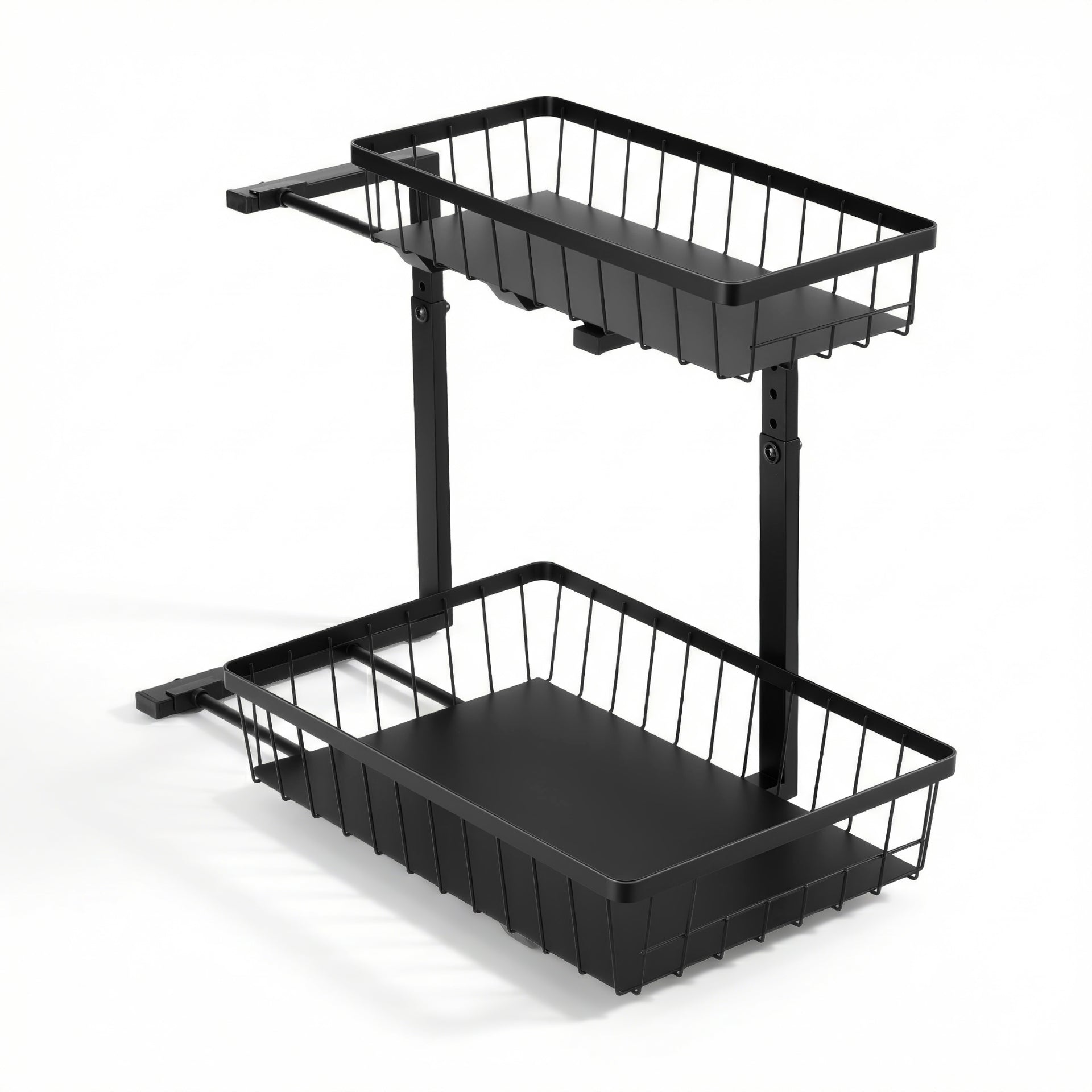 Artiss Under Sink Organizer Storage with 2 Slide Out Drawers 5 Adjustable Height Bathroom Kitchen Cabinet Black Awezingly