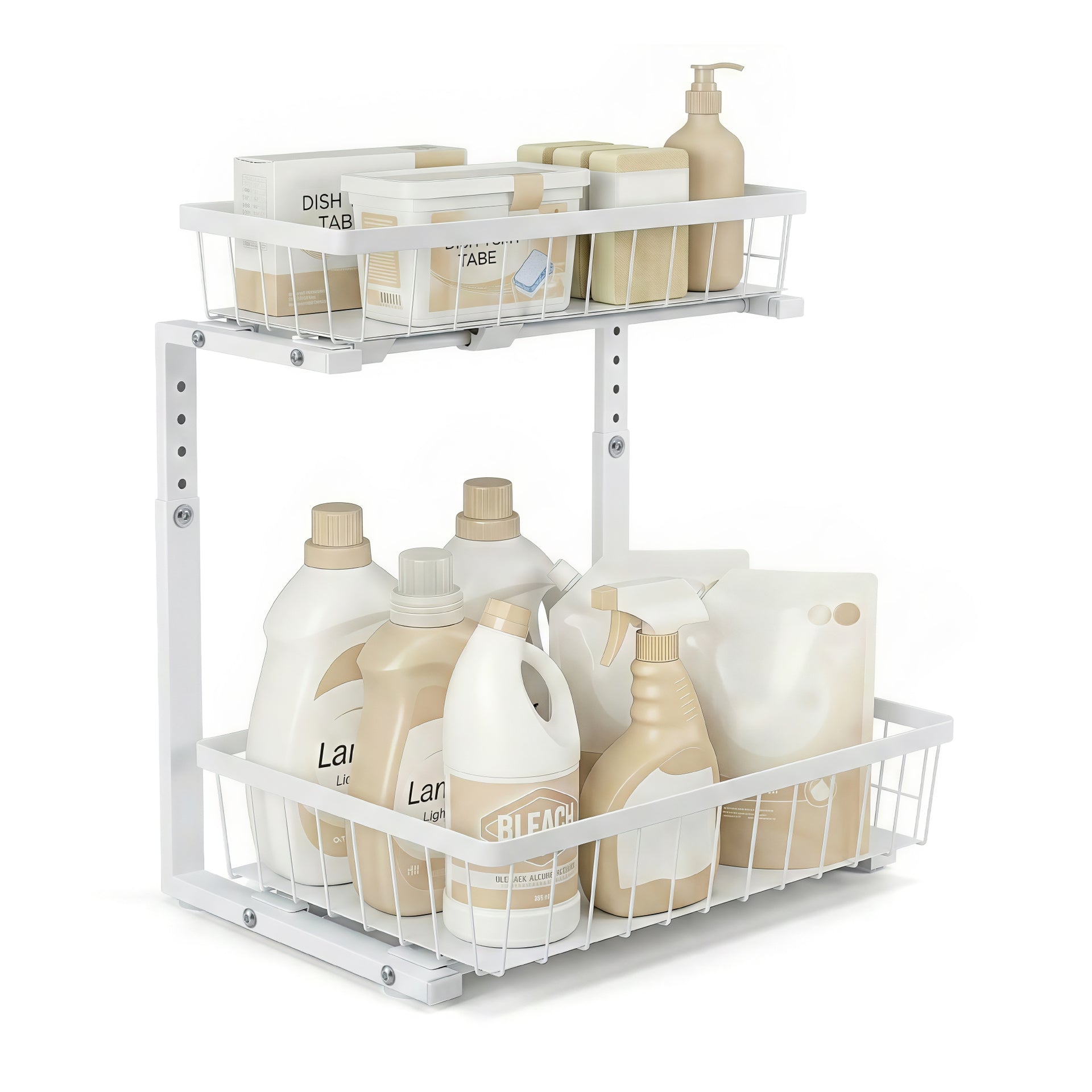 Artiss Under Sink Organizer Storage with 2 Slide Out Drawers 5 Adjustable Height Bathroom Kitchen Cabinet Awezingly