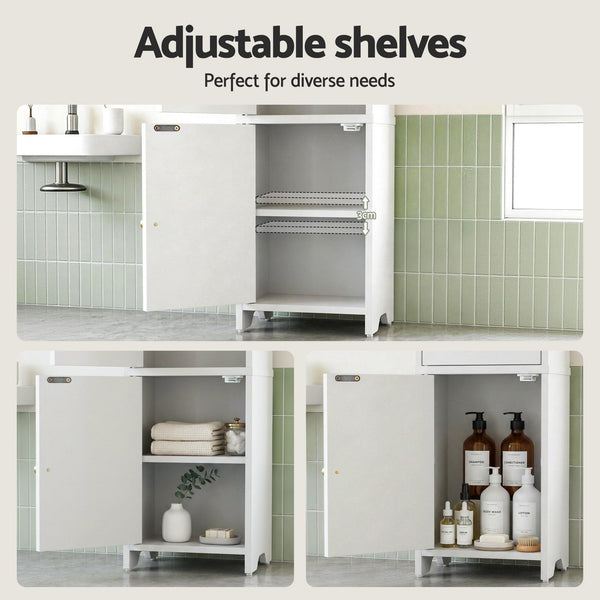 Artiss Bathroom Storage Cabinet 2-Tier Slim Toilet Organizer Adjustable White Awezingly