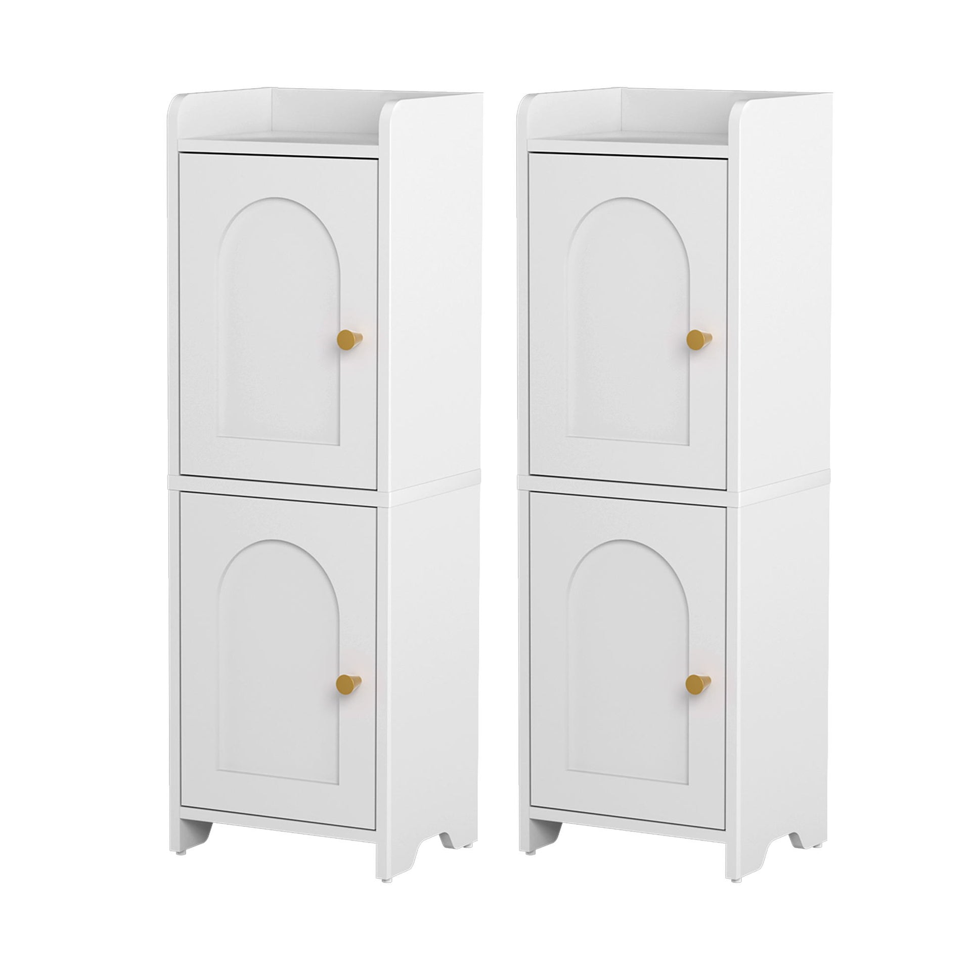 Artiss 2x Bathroom Storage Cabinet 2-Tier Slim Toilet Organizer Adjustable White Awezingly