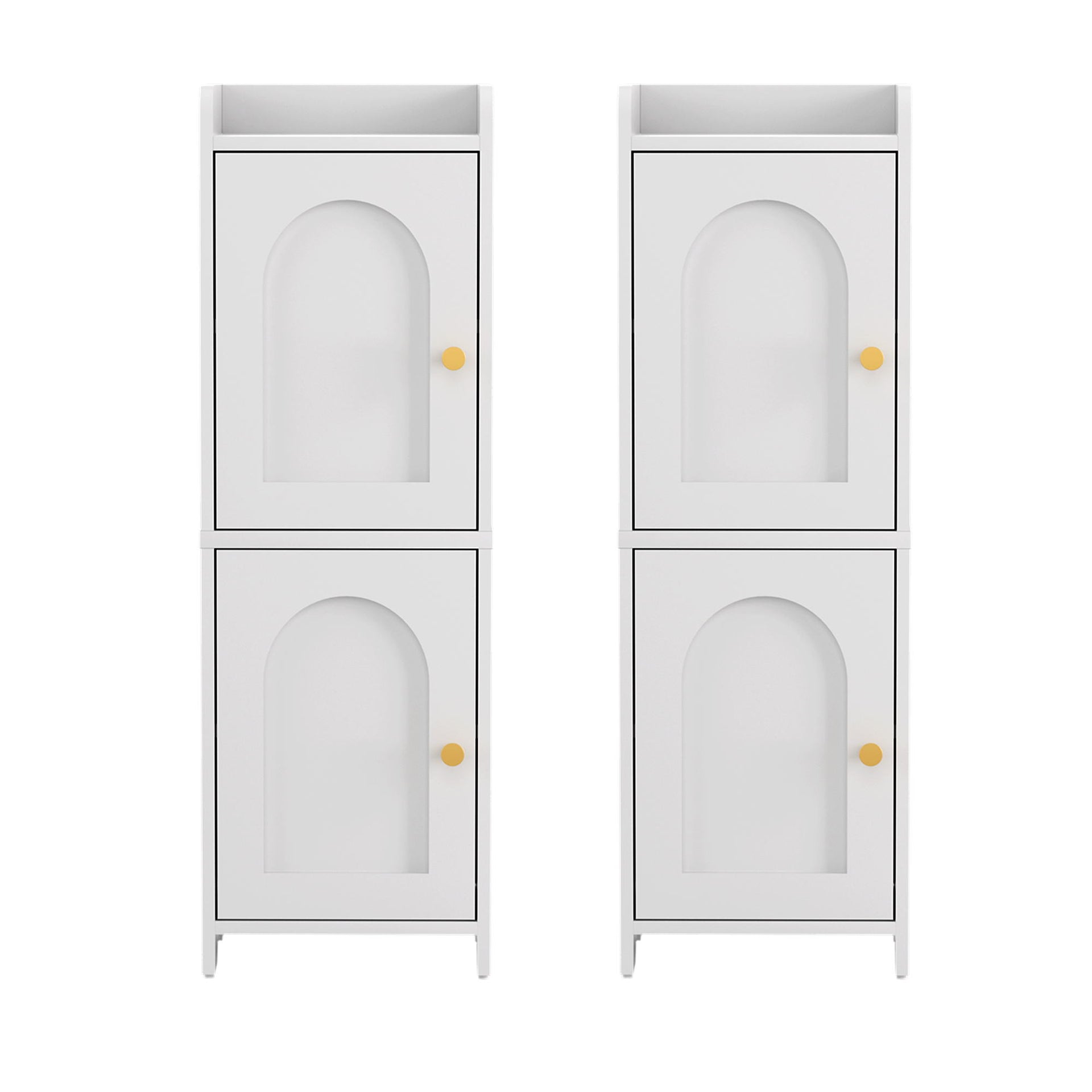 Artiss 2x Bathroom Storage Cabinet 2-Tier Slim Toilet Organizer Adjustable White Awezingly