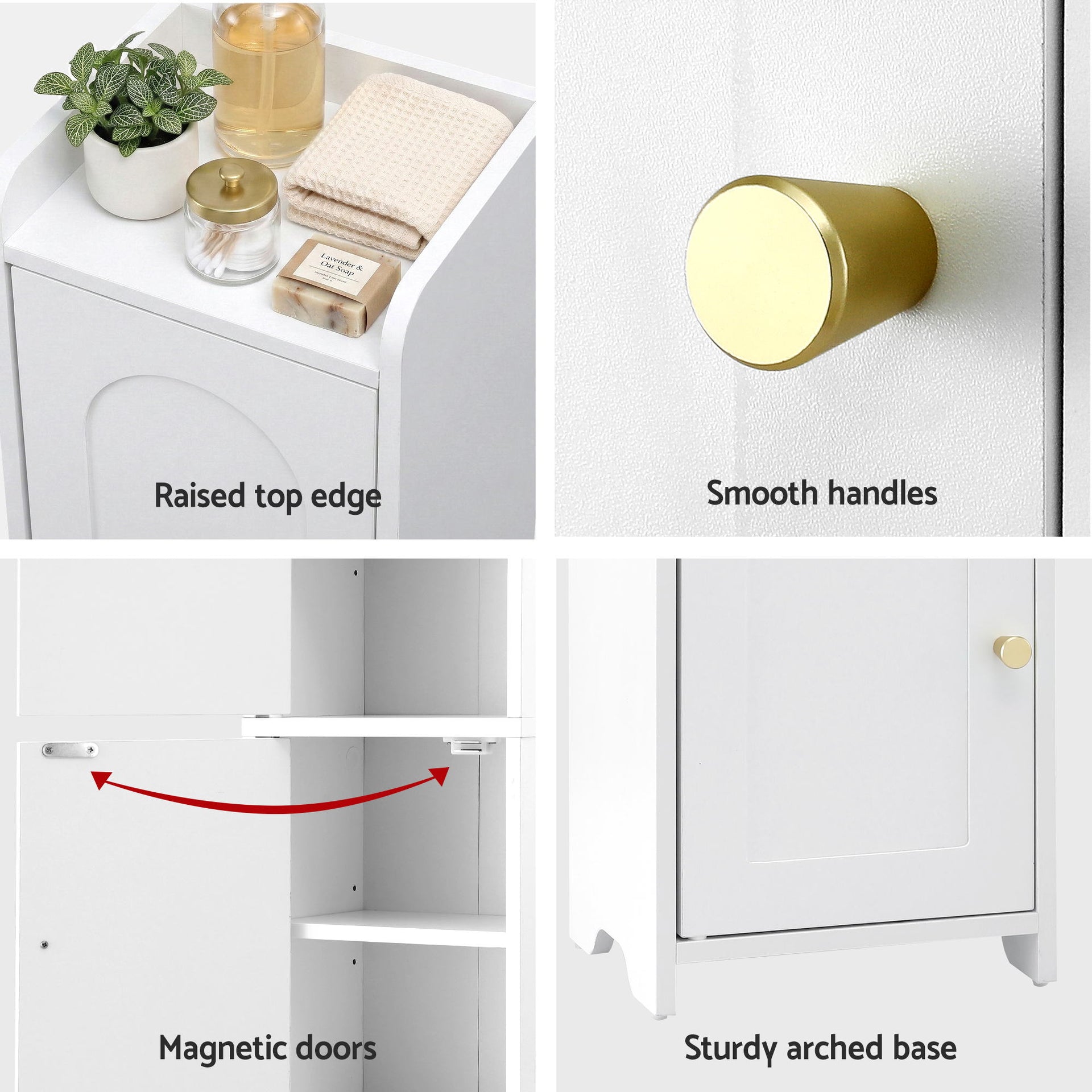 Artiss 2x Bathroom Storage Cabinet 2-Tier Slim Toilet Organizer Adjustable White Awezingly