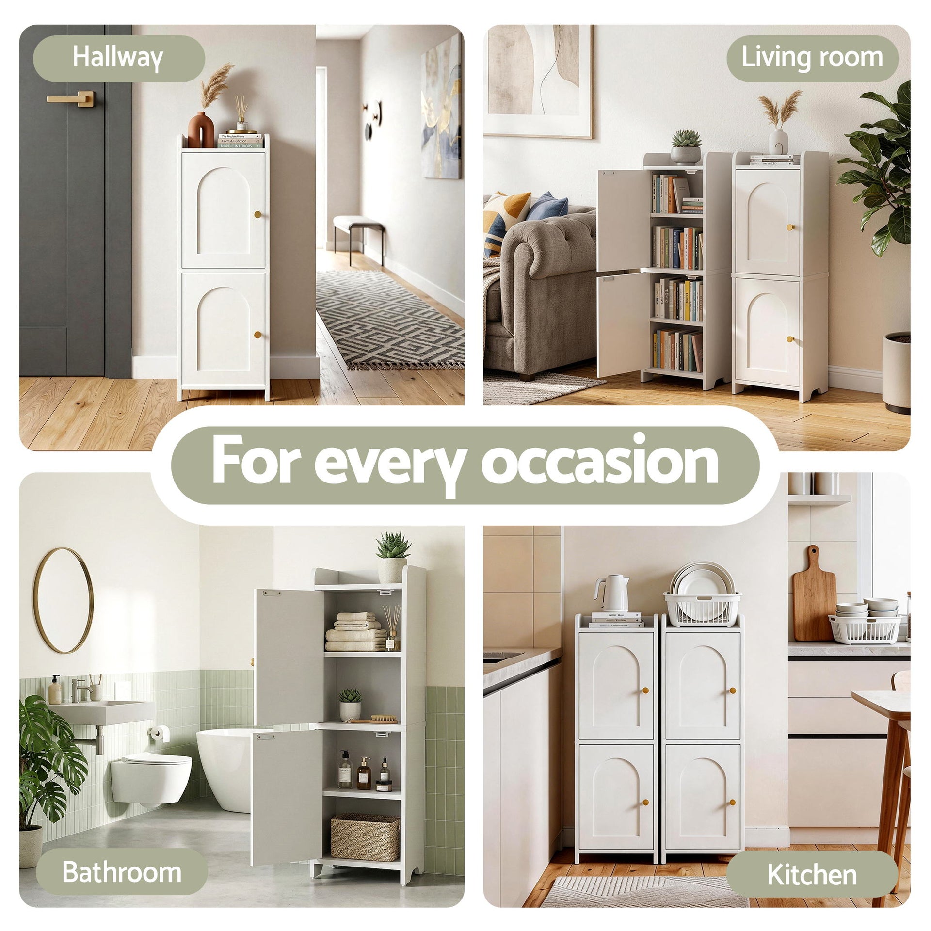 Artiss 2x Bathroom Storage Cabinet 2-Tier Slim Toilet Organizer Adjustable White Awezingly