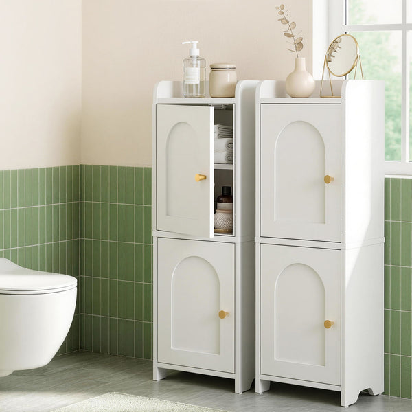 Artiss 2x Bathroom Storage Cabinet 2-Tier Slim Toilet Organizer Adjustable White Awezingly