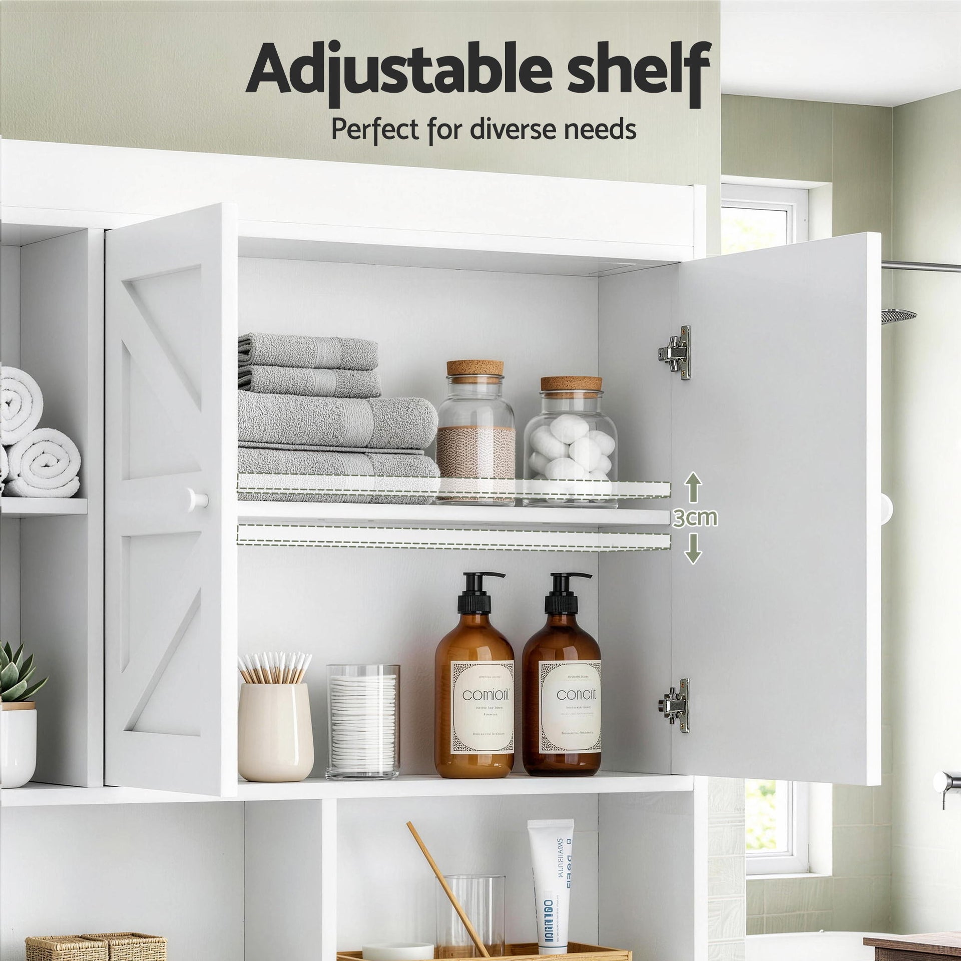 Artiss Bathroom Storage Cabinet Over The Toilet Organiser Laundry Shelf Holder Awezingly