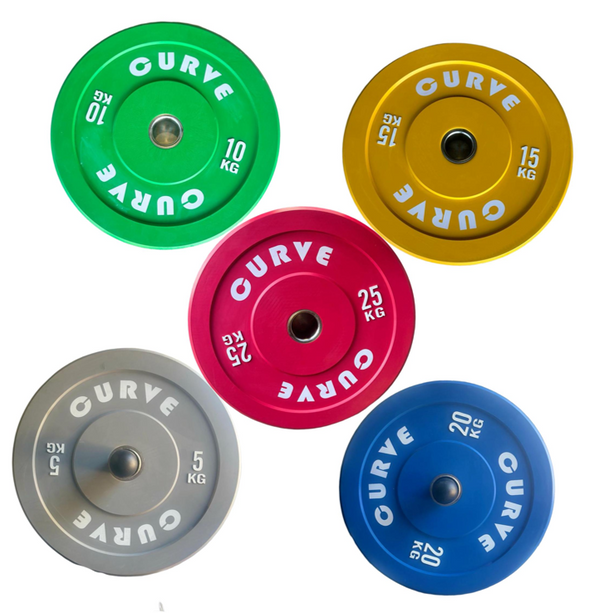 Curve Fitness Olympic Coloured Bumper Plates 50kg (2X25kg) Awezingly