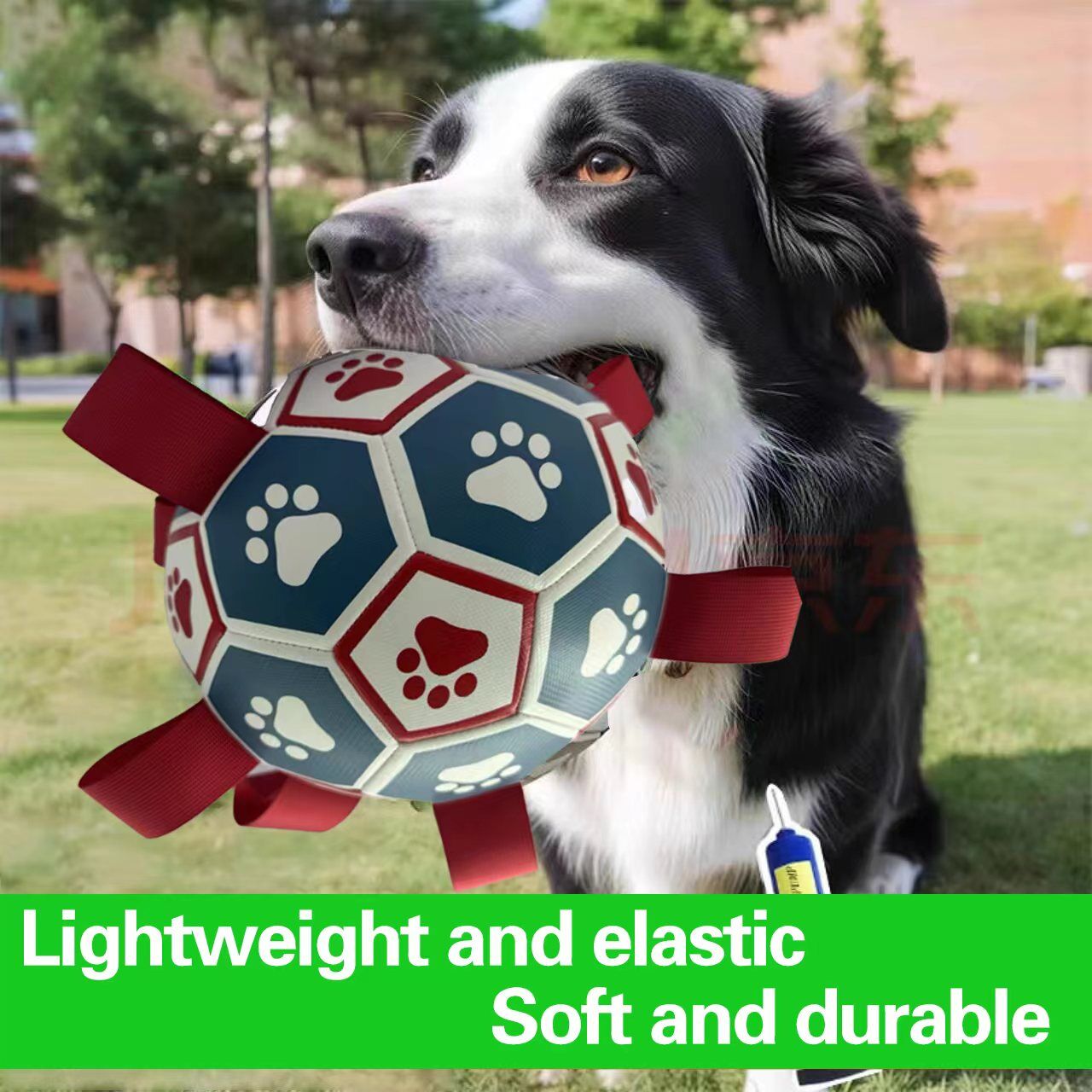 pet products Interactive dog soccer with air pump-heavy rubber tug-of-war toy, with paw print design, non-toxic blue orange ball, suitable for large/medium dogs, strong chewers, catching and training-suitable for all breeds and sizes, durable and safe Unique