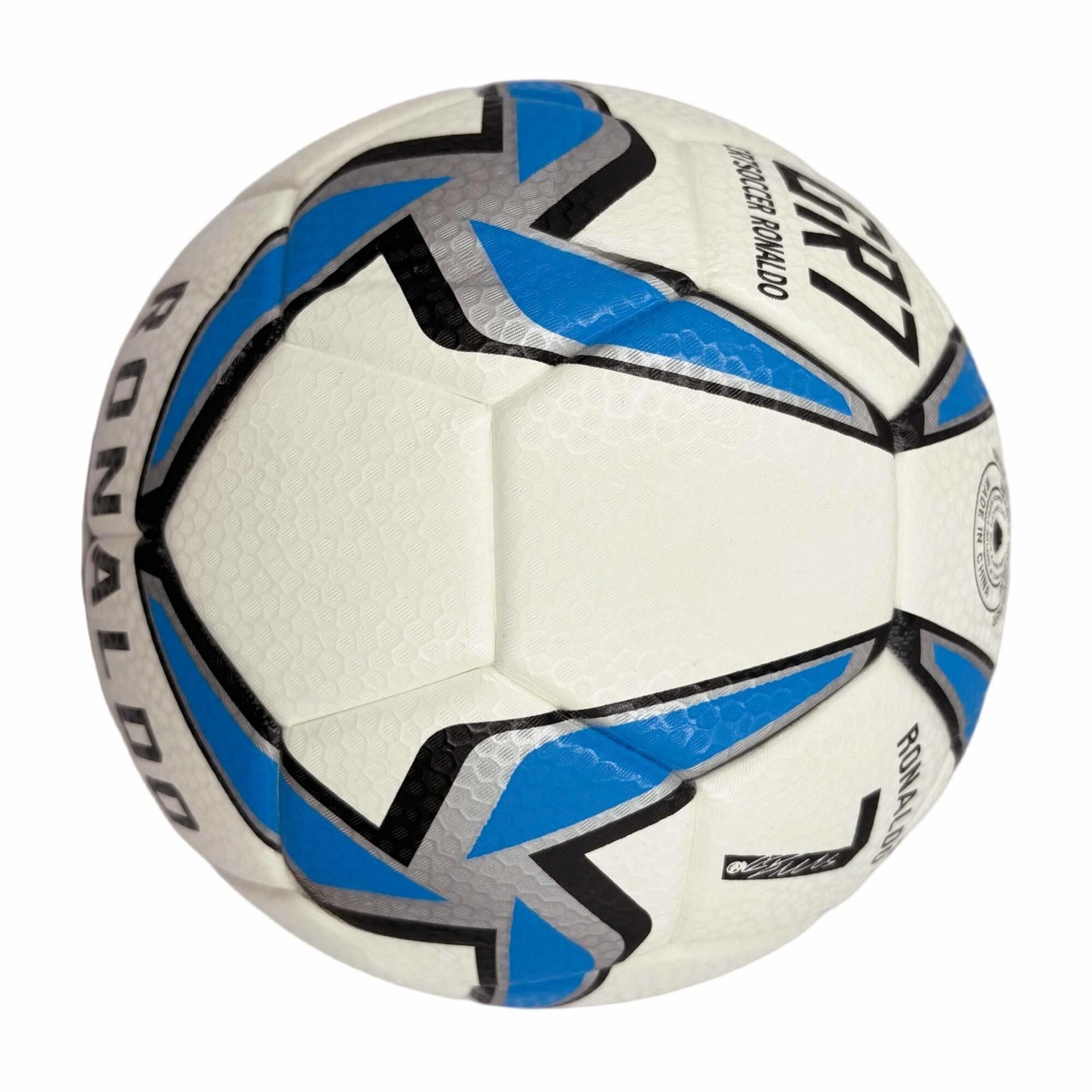A blue windmill size5 football, PU fit material, wear-resistant and explosion-proof, including pump+air needle+net bag, Christmas Boxing Day gift,soccer Unique