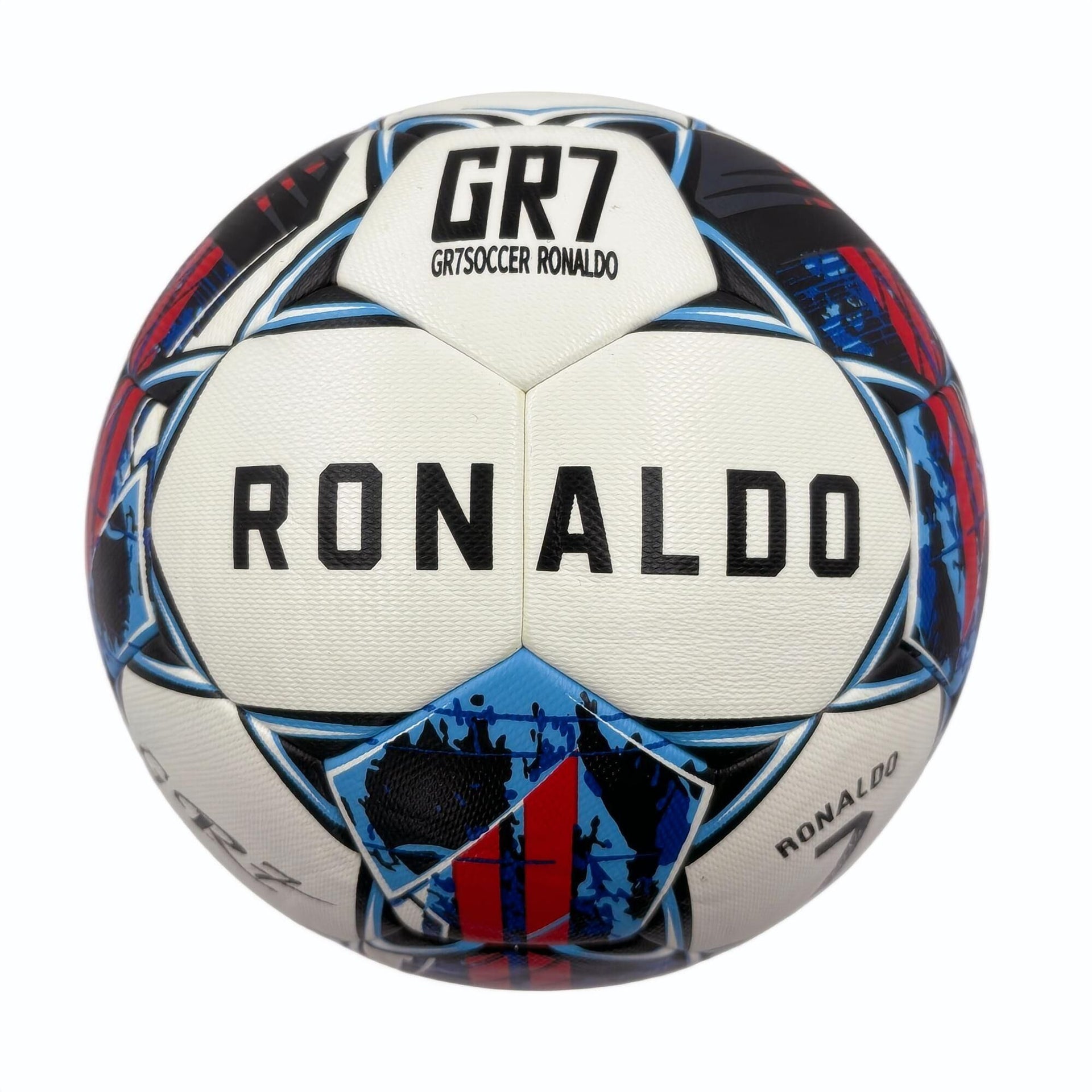 A black, red and blue graffiti football, made of PU, containing a pump+air needle+net bag, a gift for Christmas Boxing Day,soccer Unique