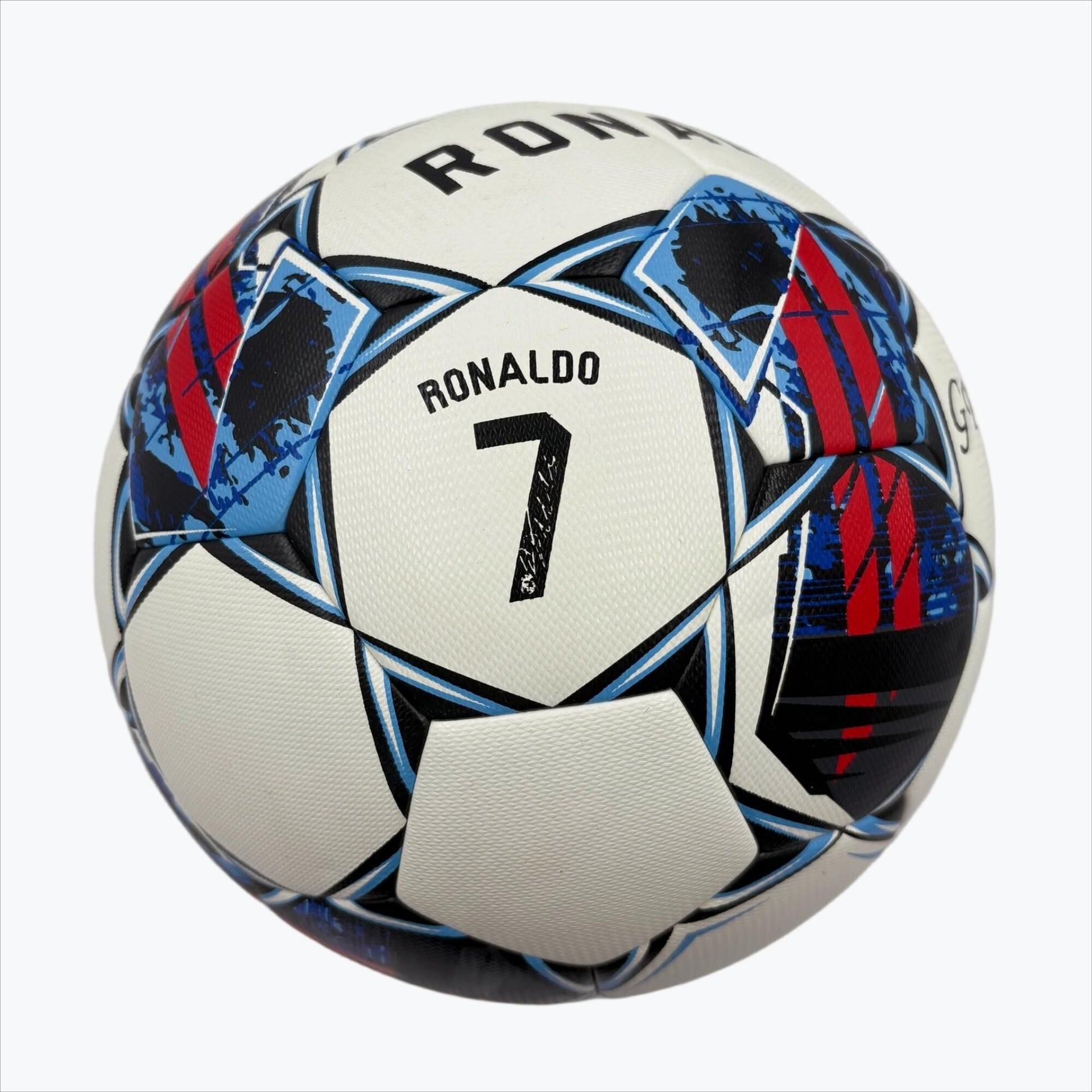A black, red and blue graffiti football, made of PU, containing a pump+air needle+net bag, a gift for Christmas Boxing Day,soccer Unique