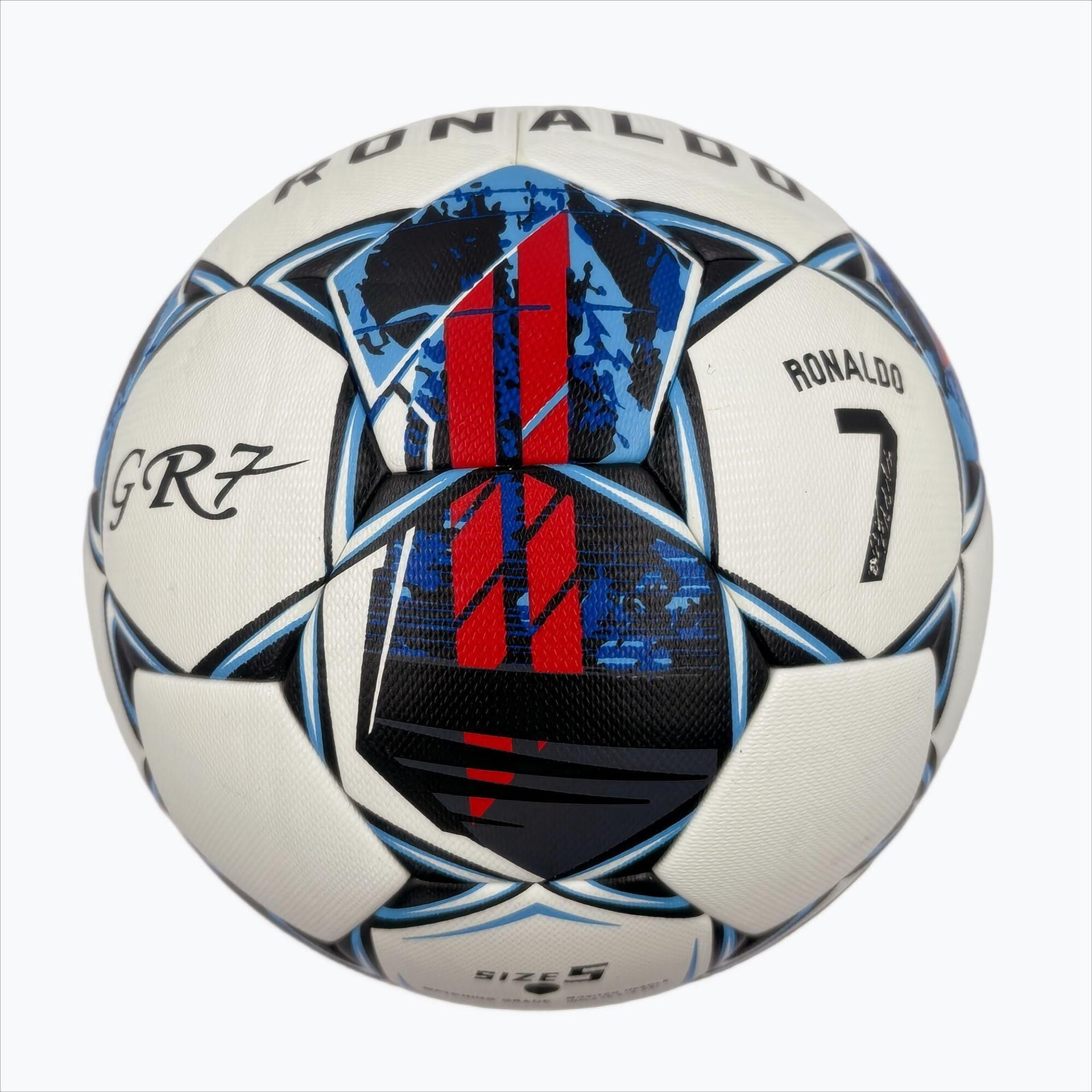 A black, red and blue graffiti football, made of PU, containing a pump+air needle+net bag, a gift for Christmas Boxing Day,soccer Unique