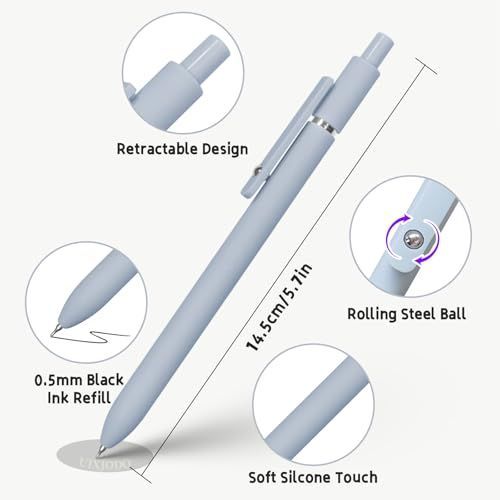 Gel Pens, 5 Pcs 0.5mm Black Ink Pens Fine Point Smooth Writing Pens, High-End Series Pens for Journaling Note Taking, Cute Office School Supplies Gifts for Women Men (Morandi) Awezingly