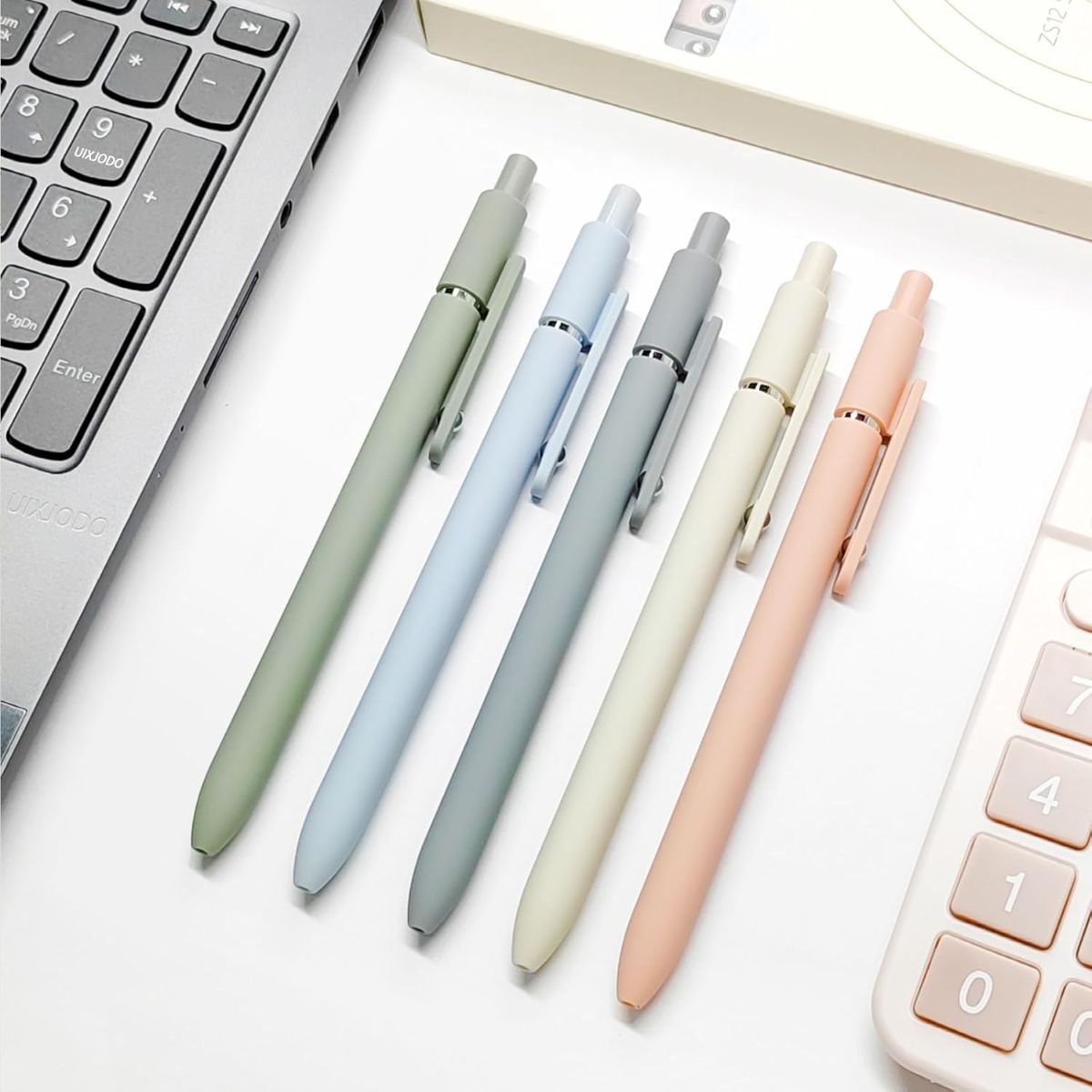 Gel Pens, 5 Pcs 0.5mm Black Ink Pens Fine Point Smooth Writing Pens, High-End Series Pens for Journaling Note Taking, Cute Office School Supplies Gifts for Women Men (Morandi) Awezingly