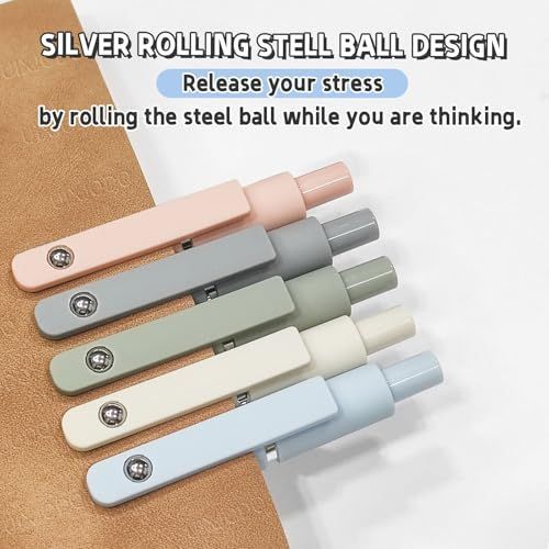 Gel Pens, 5 Pcs 0.5mm Black Ink Pens Fine Point Smooth Writing Pens, High-End Series Pens for Journaling Note Taking, Cute Office School Supplies Gifts for Women Men (Morandi) Awezingly