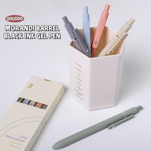 Gel Pens, 5 Pcs 0.5mm Black Ink Pens Fine Point Smooth Writing Pens, High-End Series Pens for Journaling Note Taking, Cute Office School Supplies Gifts for Women Men (Morandi) Awezingly