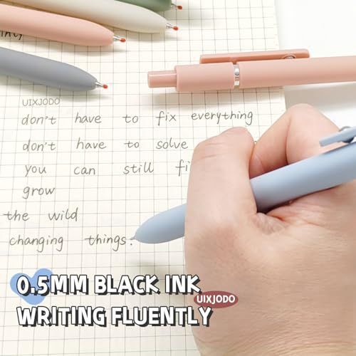 Gel Pens, 5 Pcs 0.5mm Black Ink Pens Fine Point Smooth Writing Pens, High-End Series Pens for Journaling Note Taking, Cute Office School Supplies Gifts for Women Men (Morandi) Awezingly