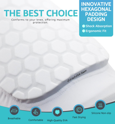 Honeycomb Knee Pads for Kids, Teens & Adults – Protective Compression Knee Guards for Basketball, Football, Cycling & Running(White,XXL) Awezingly
