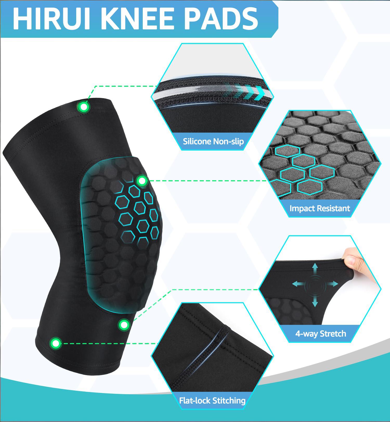 Honeycomb Knee Pads for Kids, Teens & Adults – Protective Compression Knee Guards for Basketball, Football, Cycling & Running(Black,XXL) Unique
