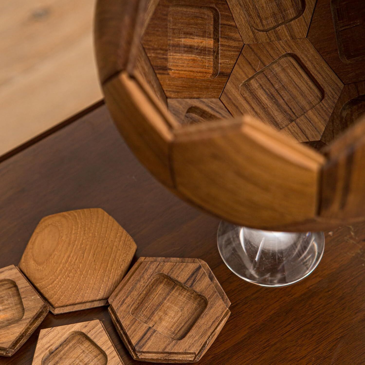 Handcrafted Wooden Football Puzzle – 3D Mortise and Tenon Soccer Ball Assembly Kit | Solid Teak, Walnut | DIY Gift for Adults, Kids & Football Fans Awezingly