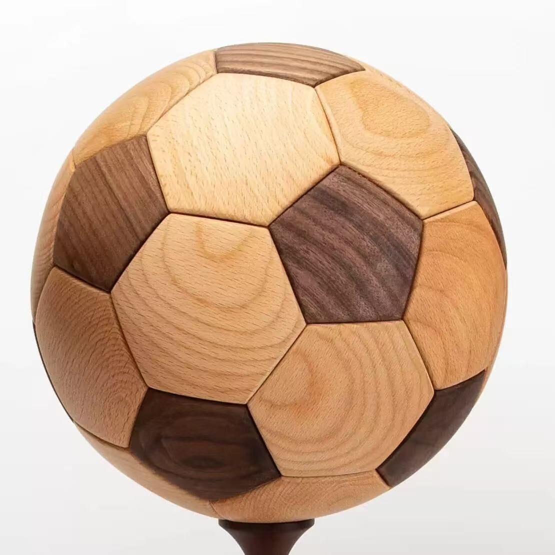 Handcrafted Wooden Football Puzzle – 3D Mortise and Tenon Soccer Ball Assembly Kit |Walnut , Beech Wood | DIY Gift for Adults, Kids & Football Fans Awezingly