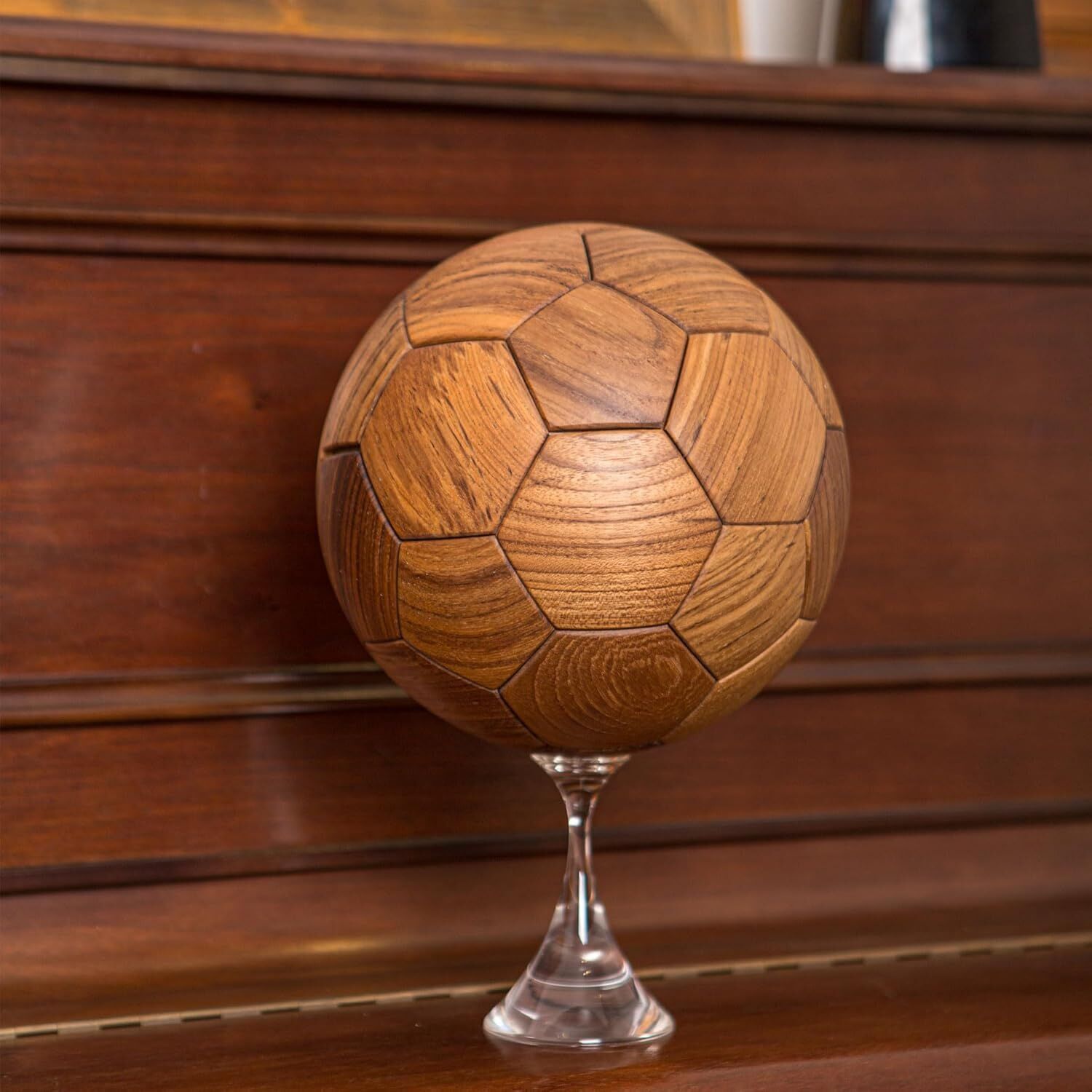 Handcrafted Wooden Football Puzzle – 3D Mortise and Tenon Soccer Ball Assembly Kit |Walnut , Beech Wood | DIY Gift for Adults, Kids & Football Fans Awezingly