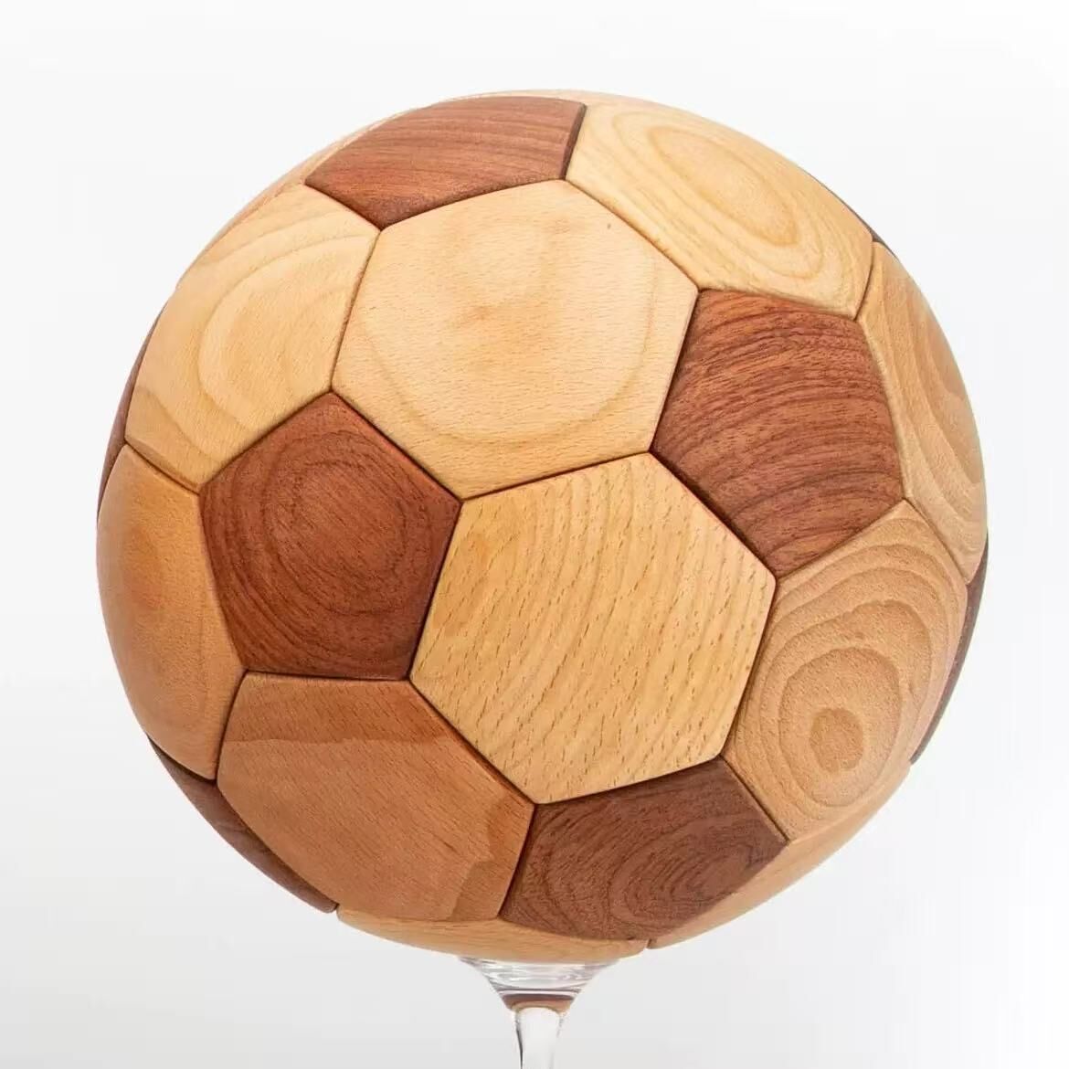 Handcrafted Wooden Football Puzzle – 3D Mortise and Tenon Soccer Ball Assembly Kit | Solid Teak, Beech Wood | DIY Gift for Adults, Kids & Football Fans Unique